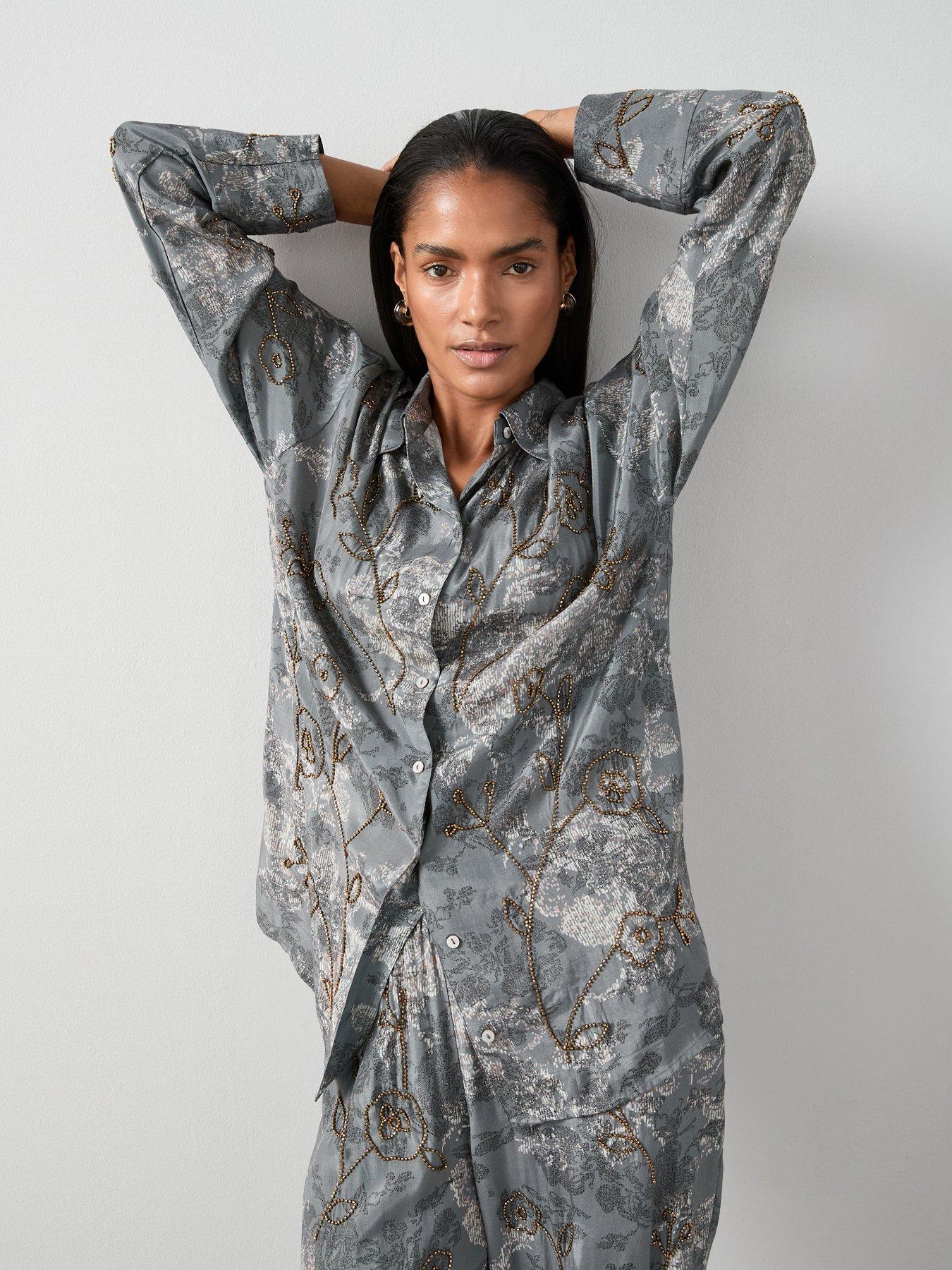 The Very Collection Printed Jewel Shirt Co-Ord - Grey
