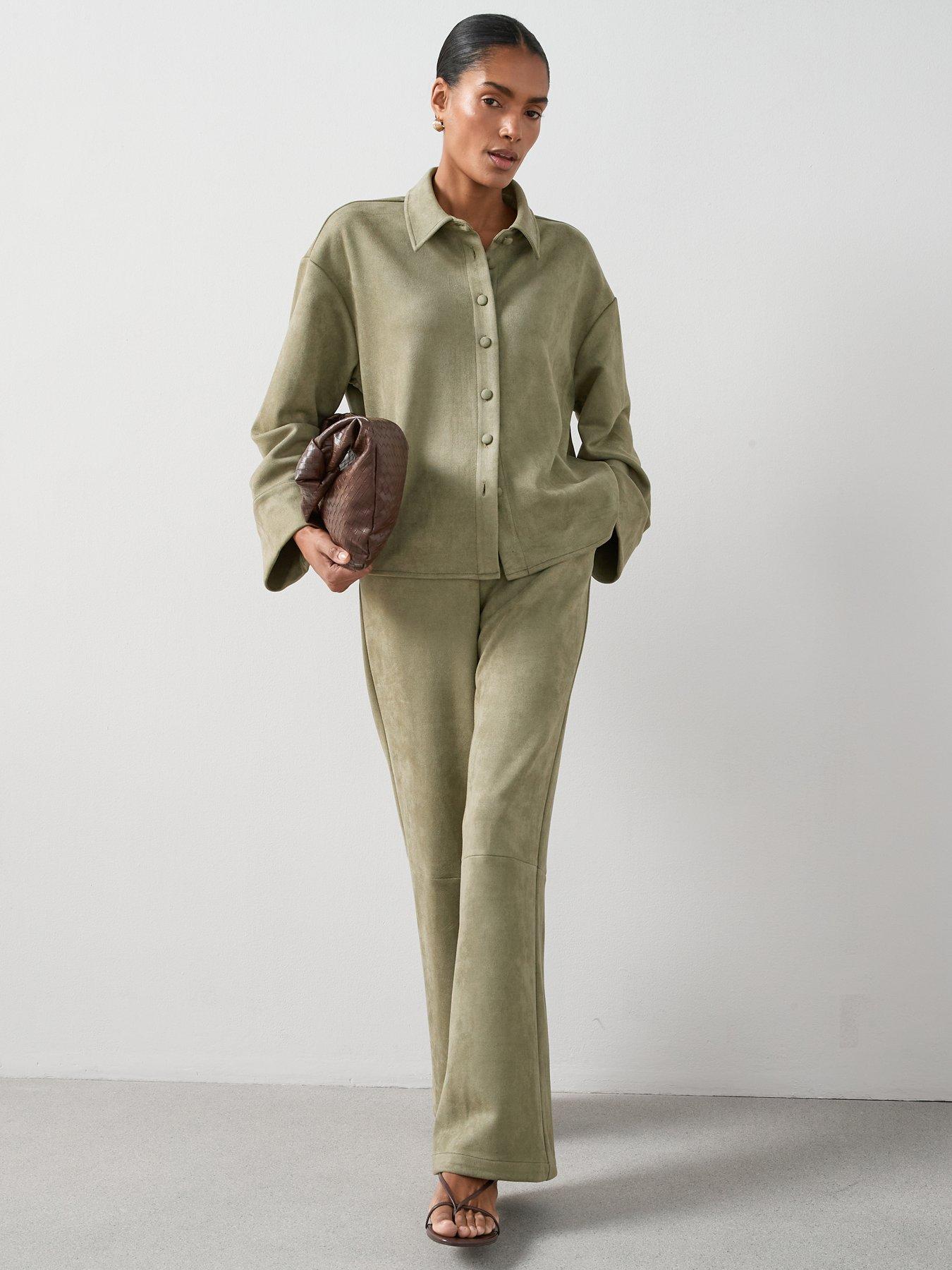Image 3 of 7 of The Very Collection Suedette Trouser Co-ord - Green