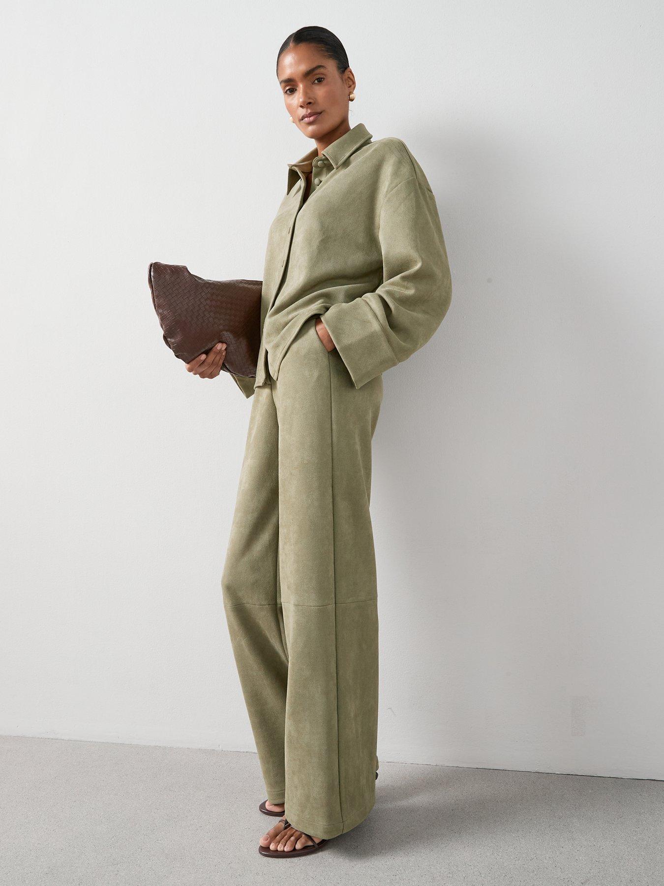 Image 4 of 7 of The Very Collection Suedette Trouser Co-ord - Green