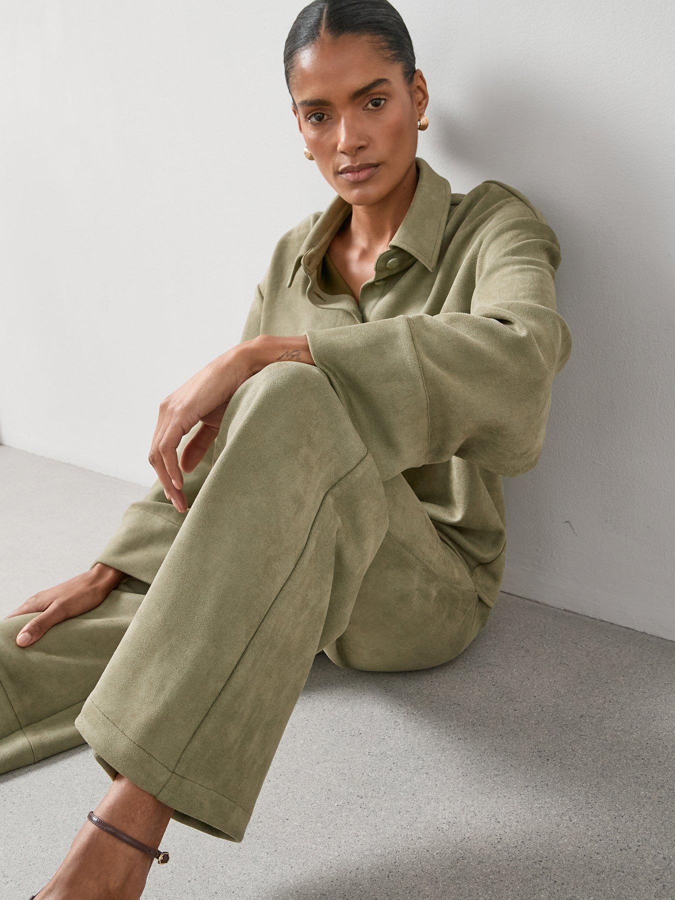 Image 5 of 7 of The Very Collection Suedette Trouser Co-ord - Green