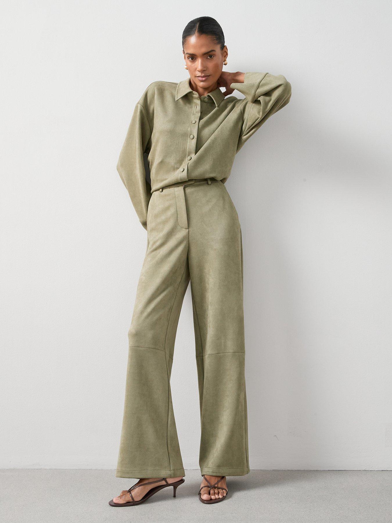 Image 6 of 7 of The Very Collection Suedette Trouser Co-ord - Green
