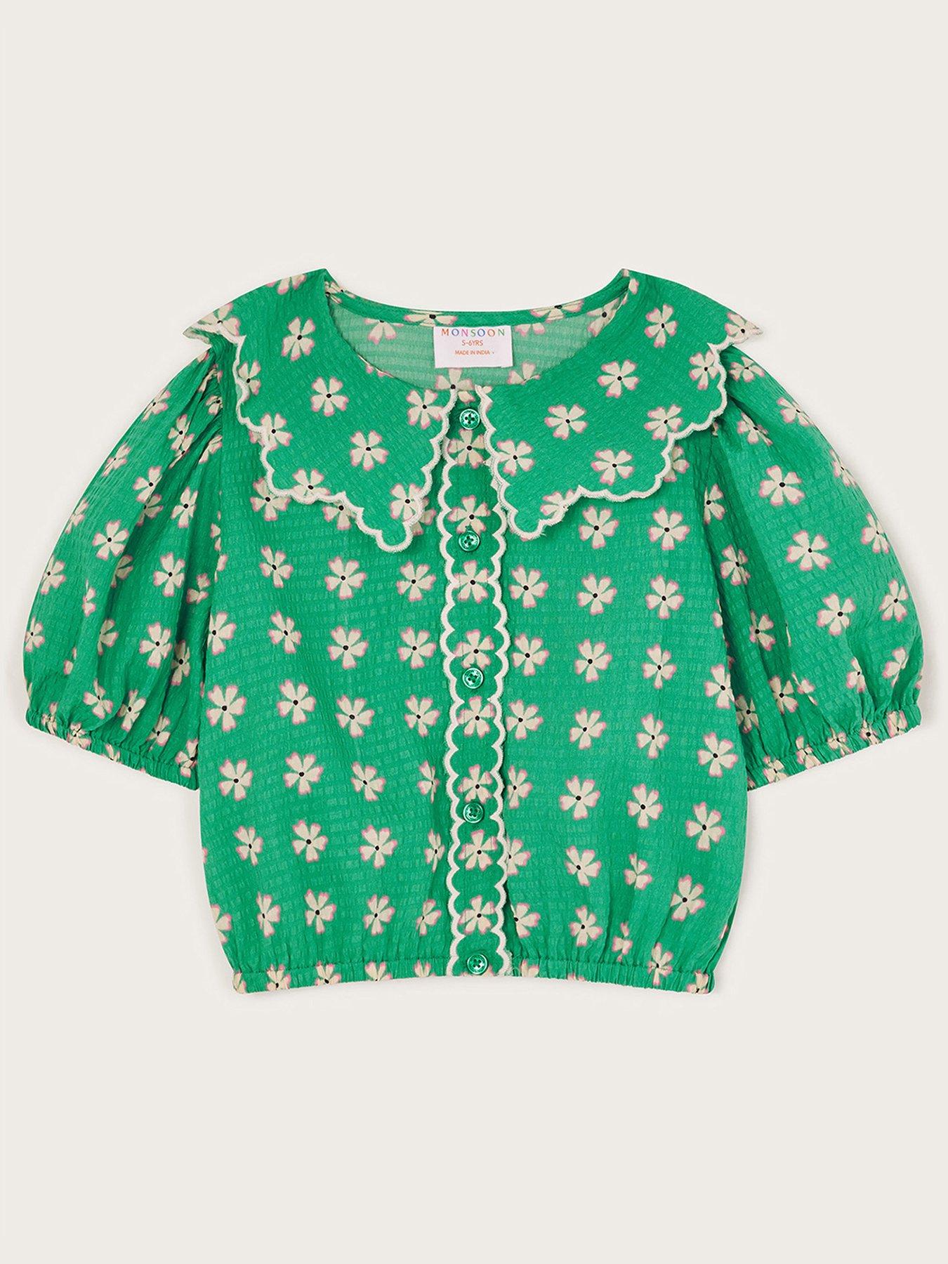 monsoon-girls-floral-puff-sleeve-collared-blouse-green