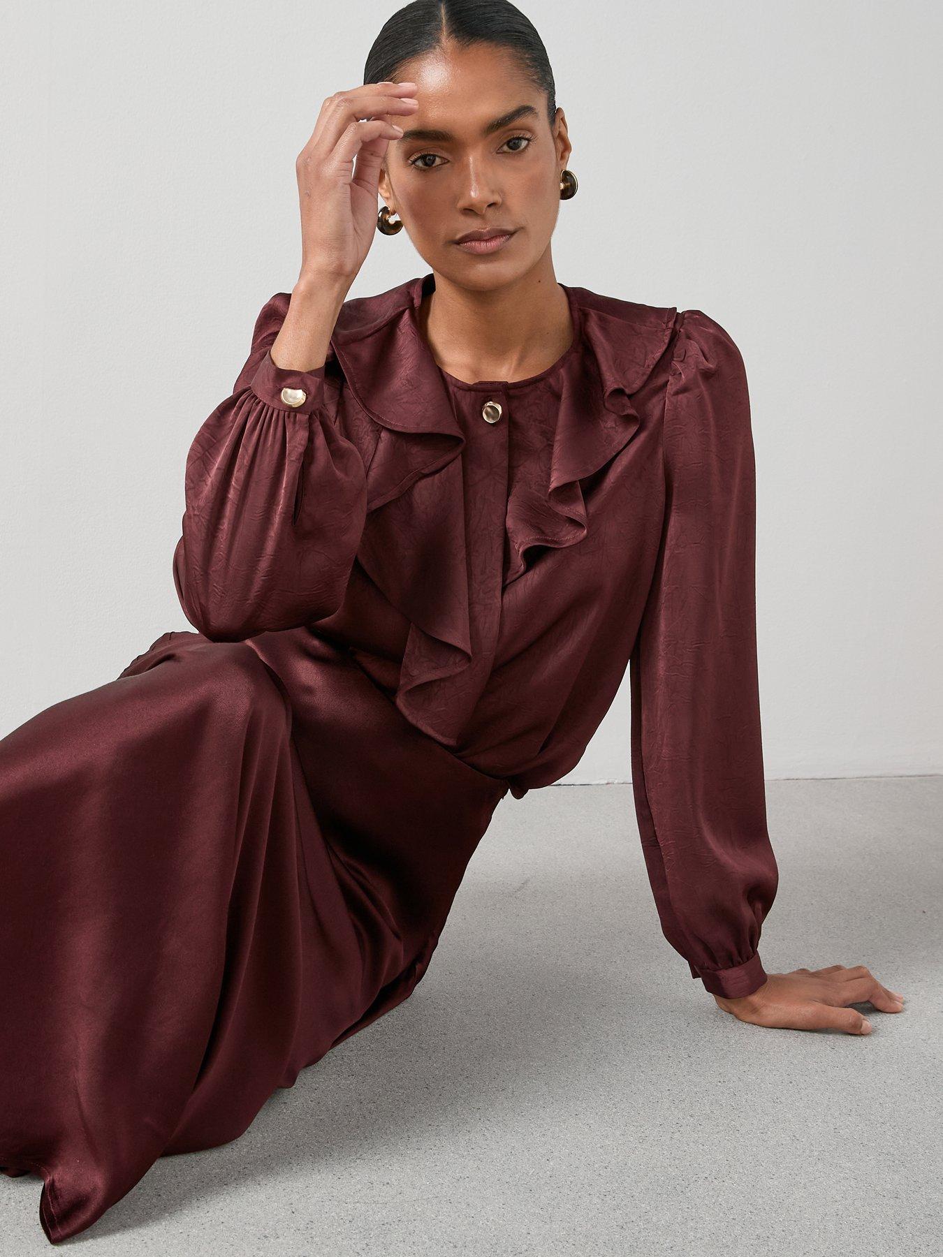 Image 5 of 6 of The Very Collection Satin Frill Blouse - Red
