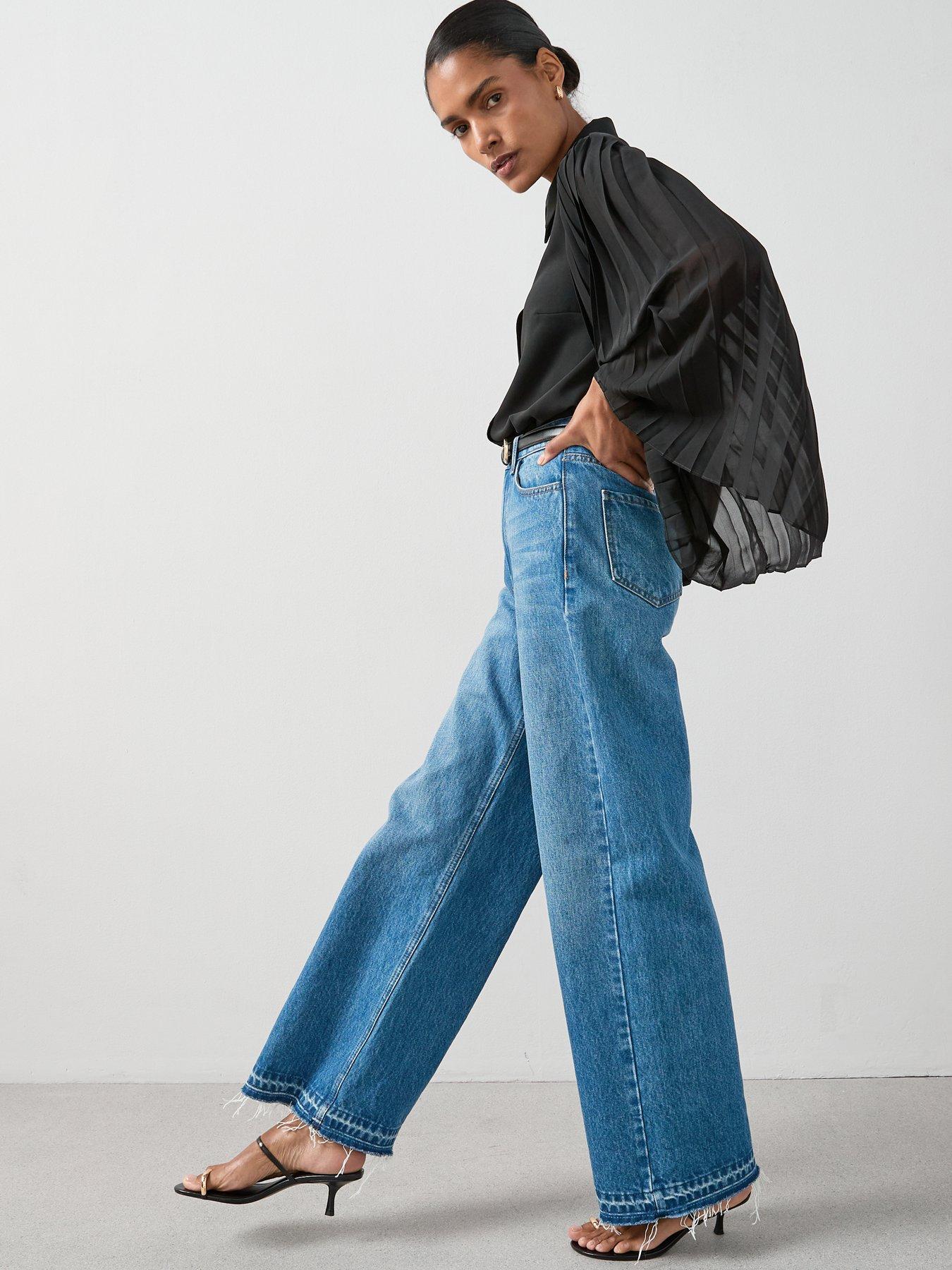 Image 3 of 6 of The Very Collection Pleated Sleeve Button Through Shirt - Black
