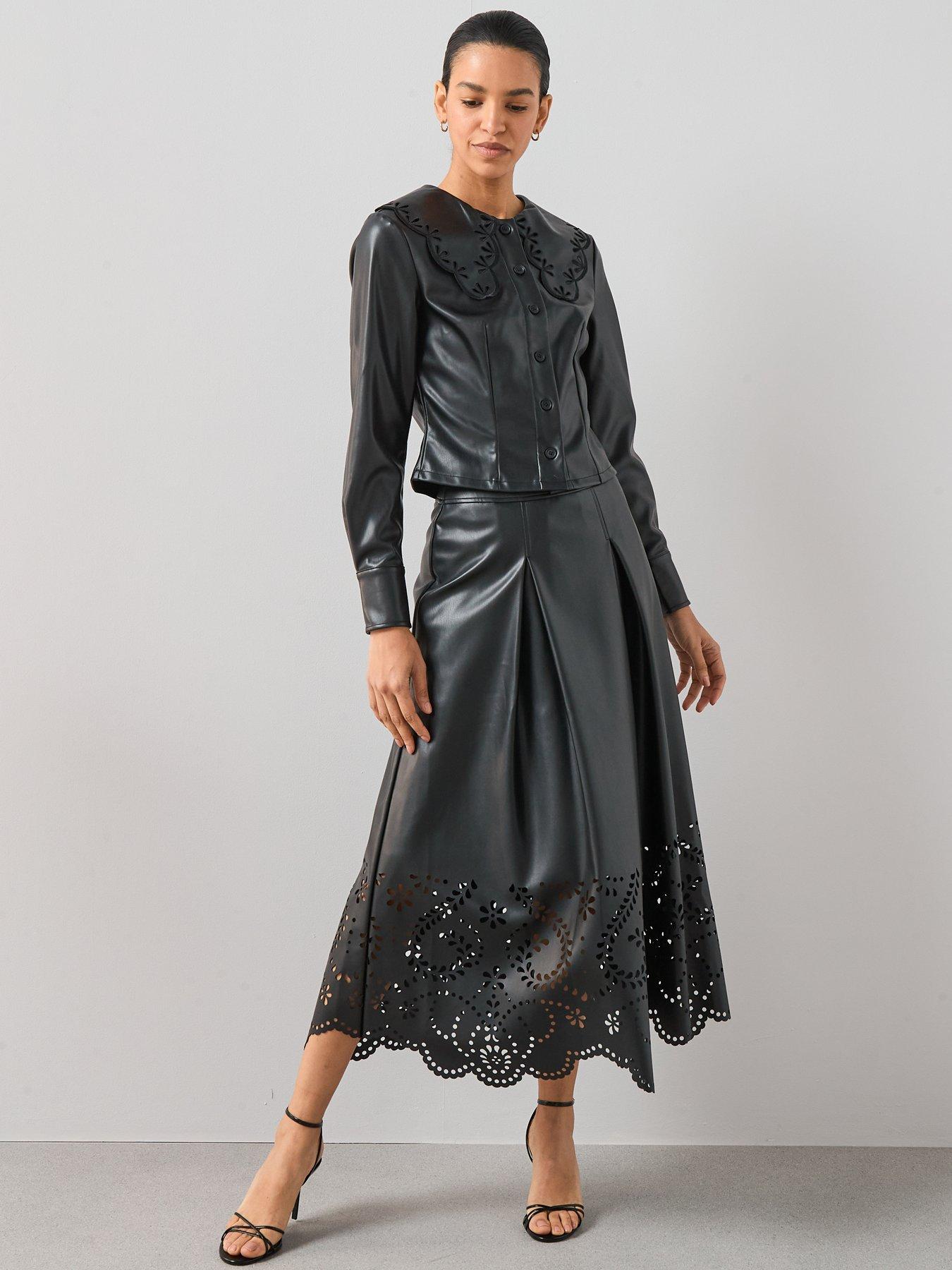 Image 3 of 6 of The Very Collection PU Collar Shirt - Black