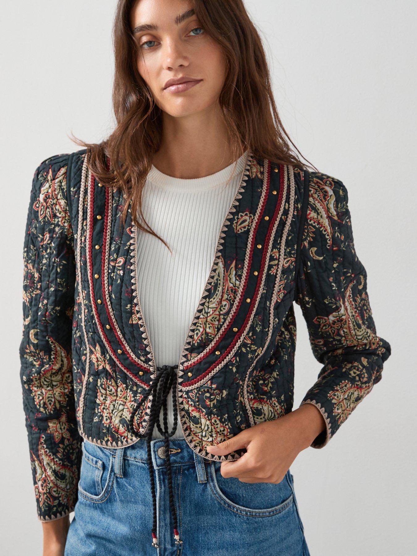 Image 1 of 7 of The Very Collection Printed Jacket With Embroidery - Print