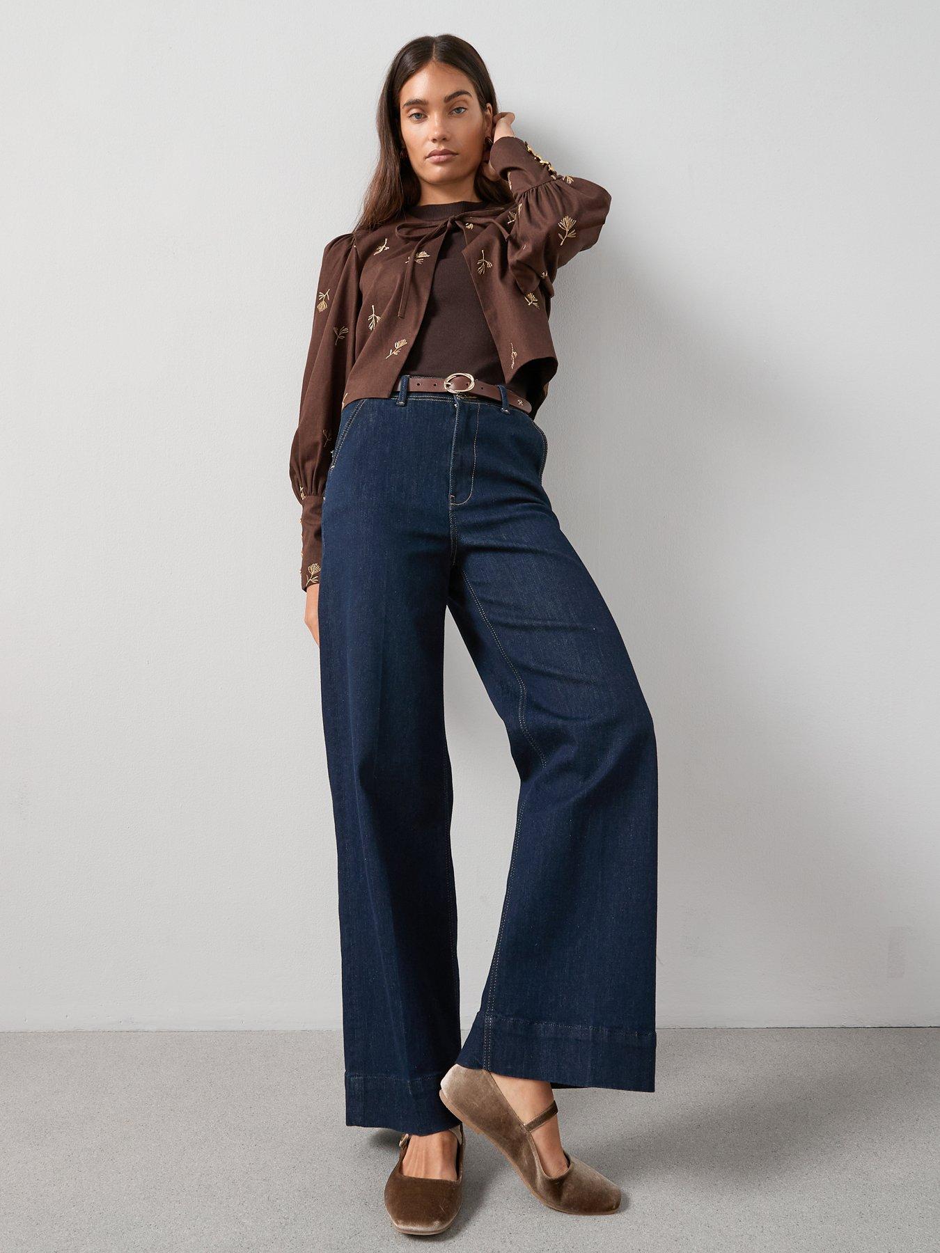 Image 3 of 6 of The Very Collection Embroidered Puff Sleeve Jacket - Brown