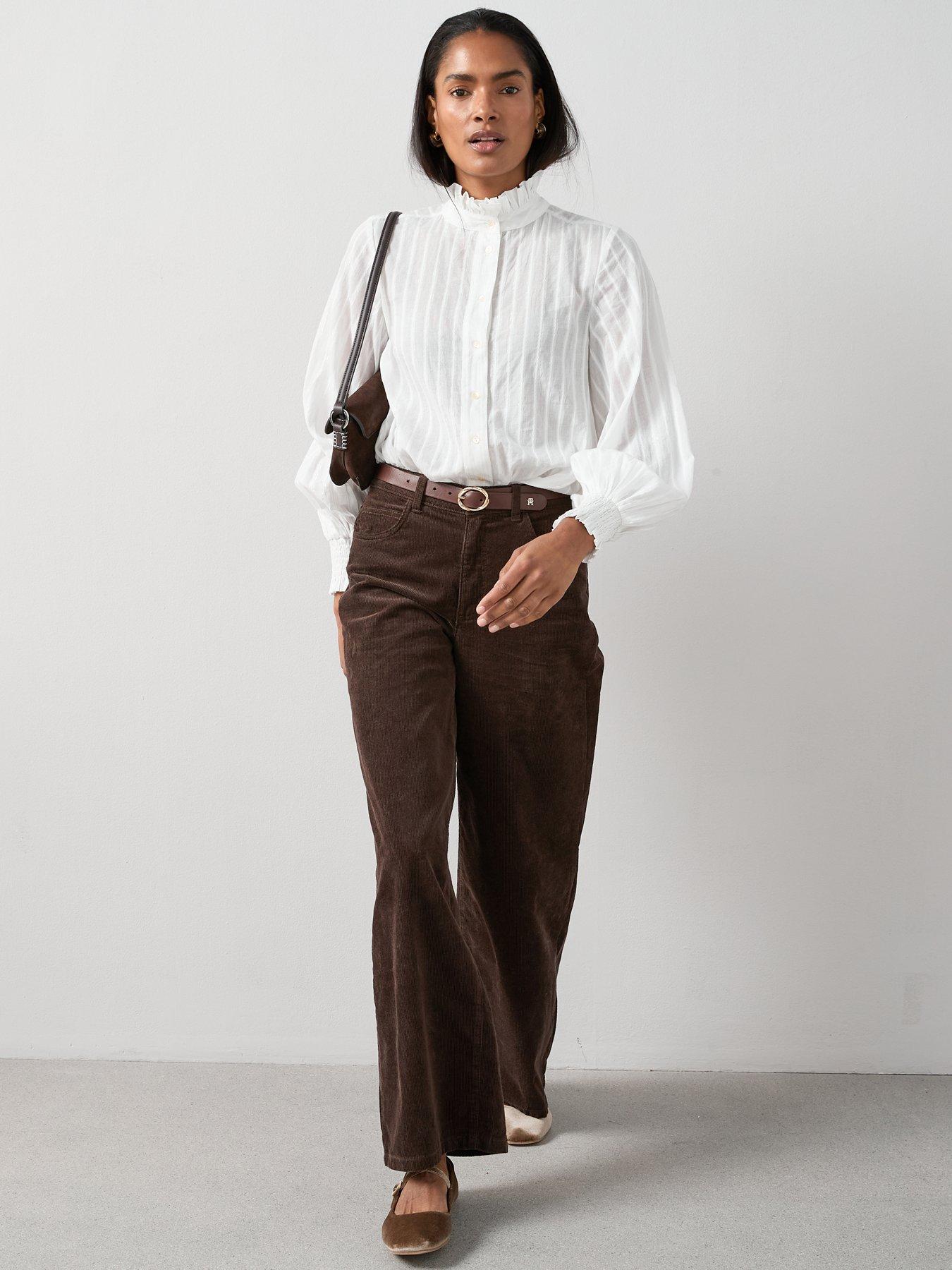 Image 3 of 6 of The Very Collection Frill High Neck Detail Button Up Shirt - White