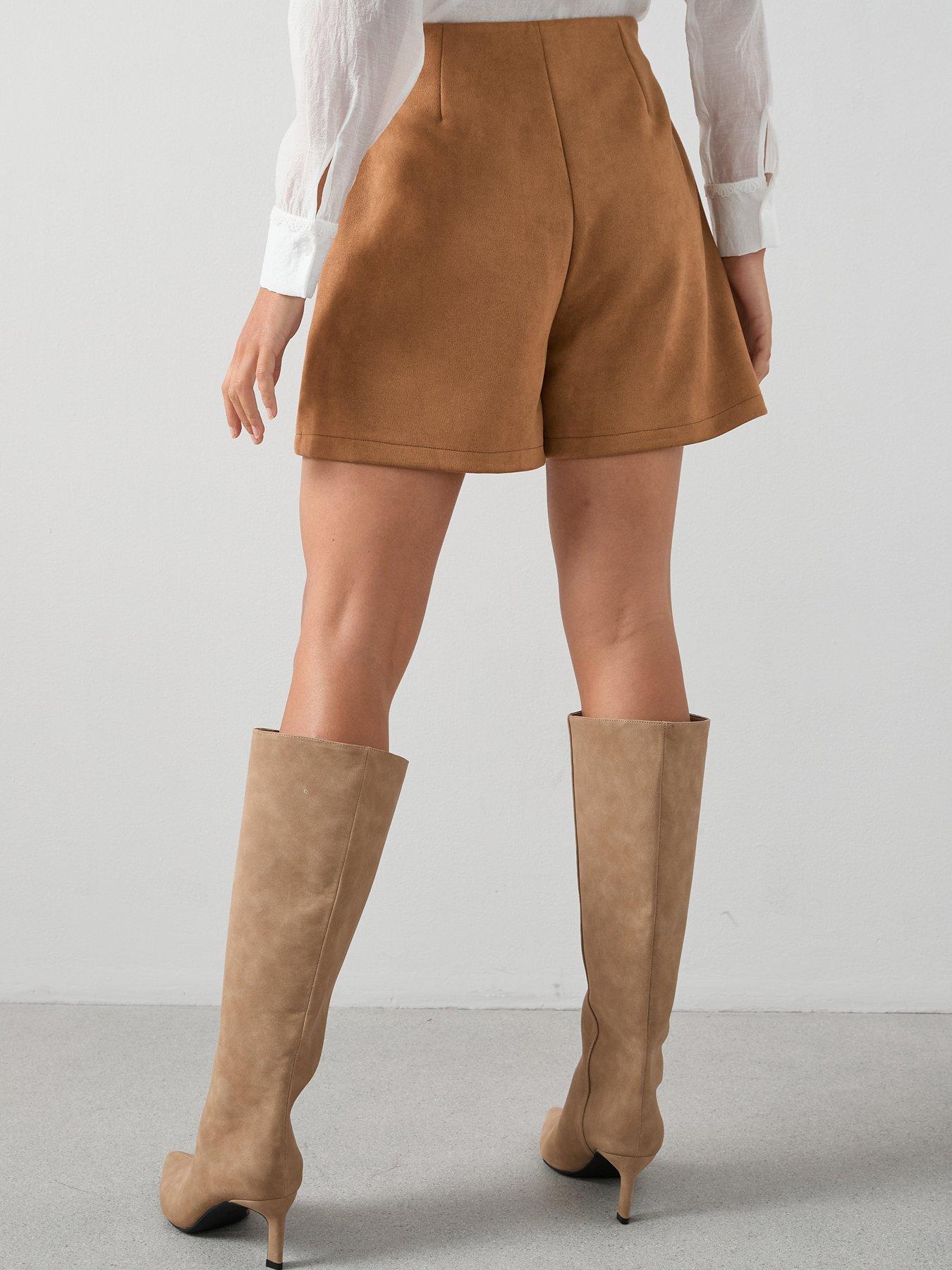 Image 2 of 7 of The Very Collection Suede Mini Skort - Brown