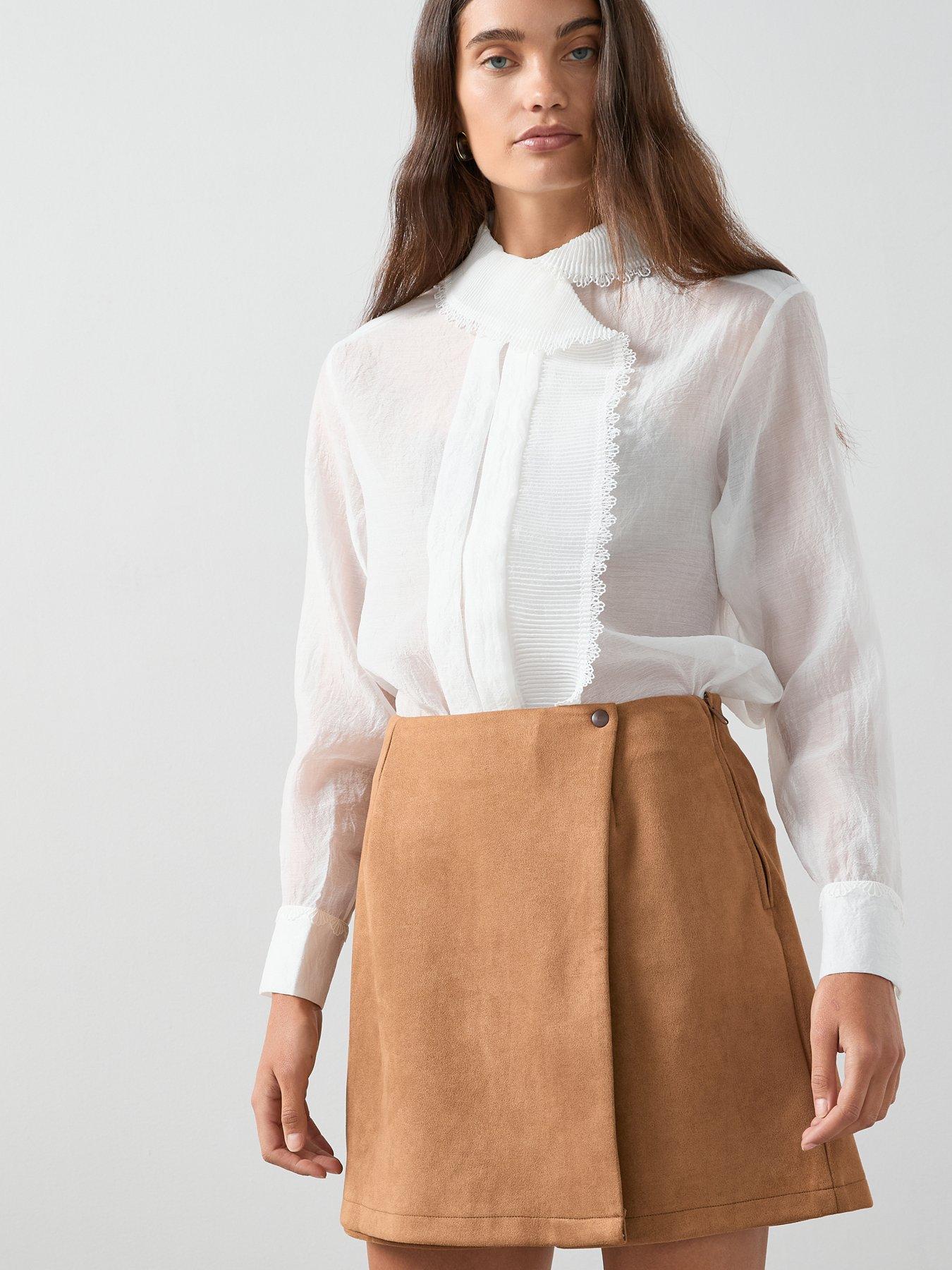 Image 4 of 7 of The Very Collection Suede Mini Skort - Brown