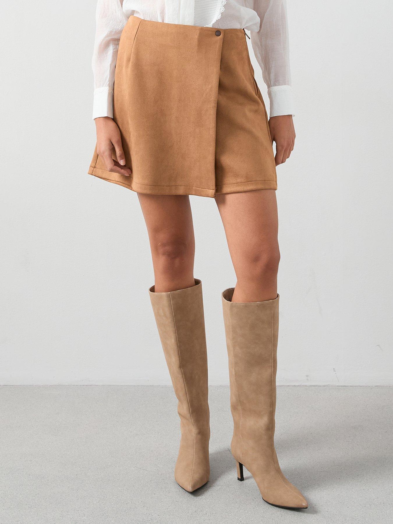 Image 5 of 7 of The Very Collection Suede Mini Skort - Brown