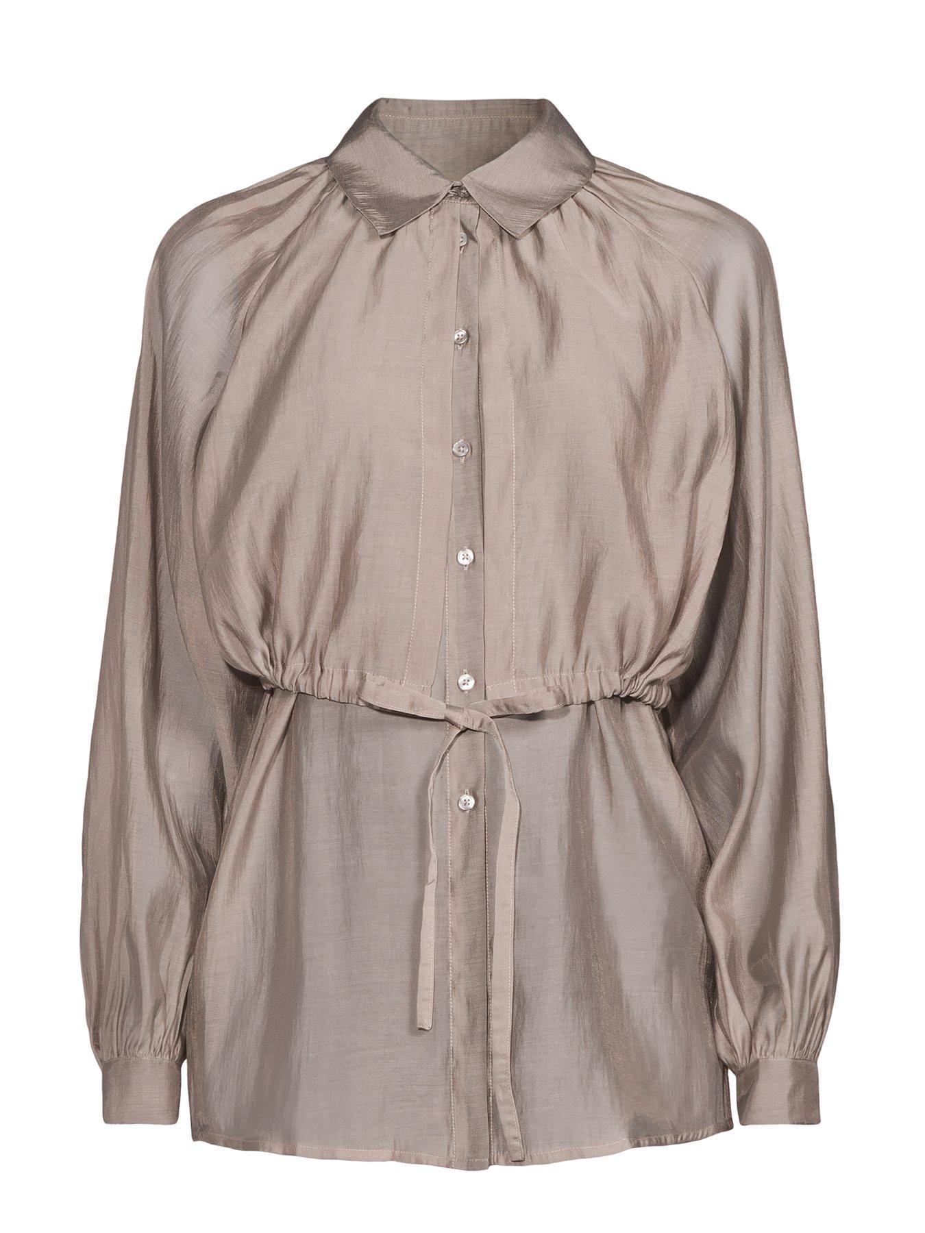 Image 7 of 7 of The Very Collection Drawstring Button Up Woven Blouse - Grey