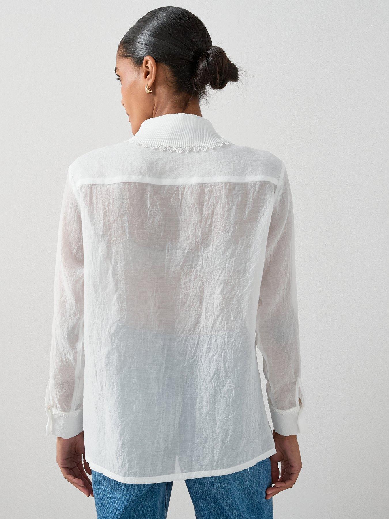 Image 2 of 6 of The Very Collection Pleat Neckline Detail Blouse - White&nbsp;