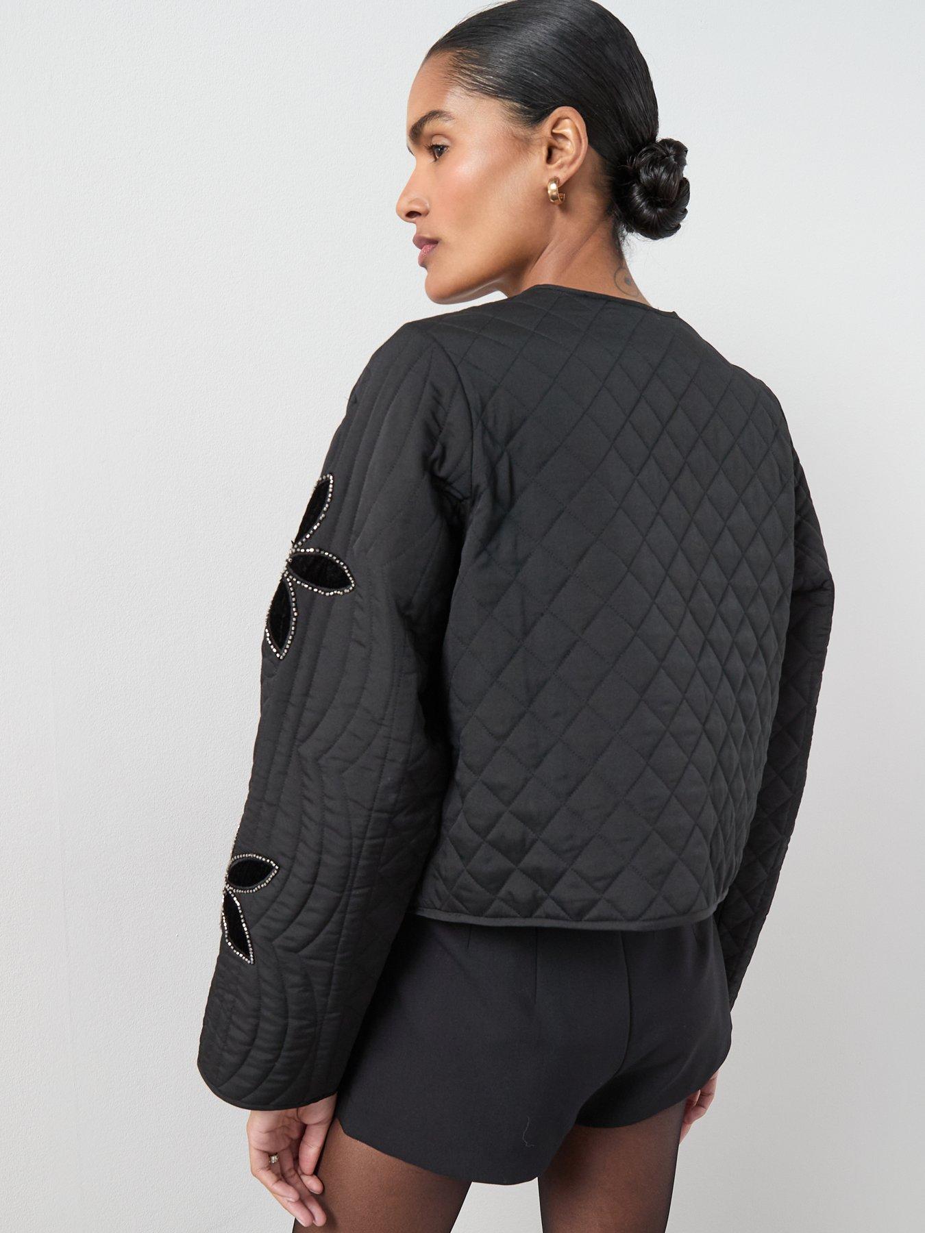 stillFront image of the-very-collection-embellished-tie-trophy-jacket-black