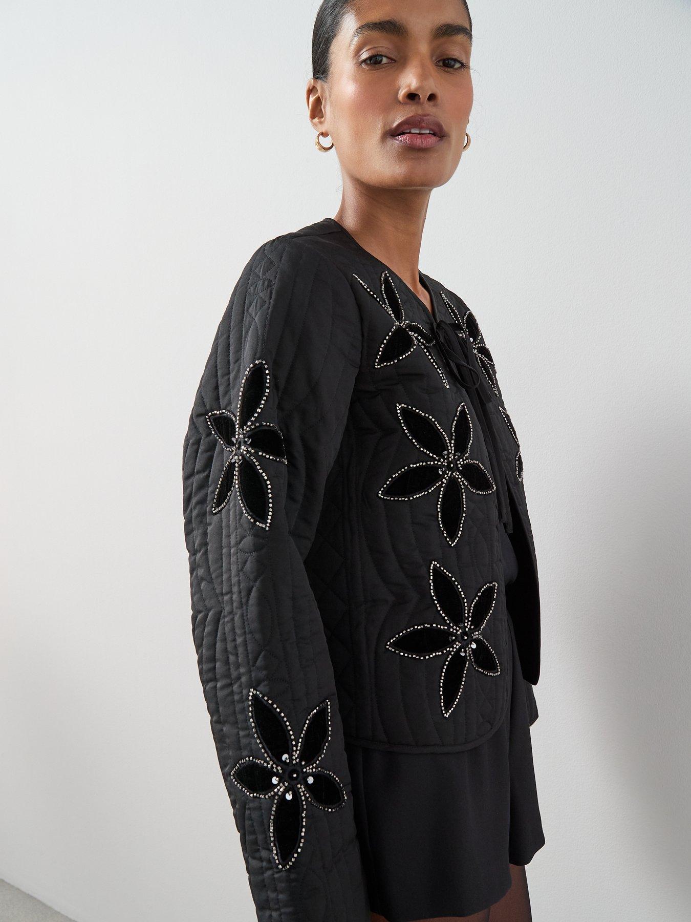  image of the-very-collection-embellished-tie-trophy-jacket-black