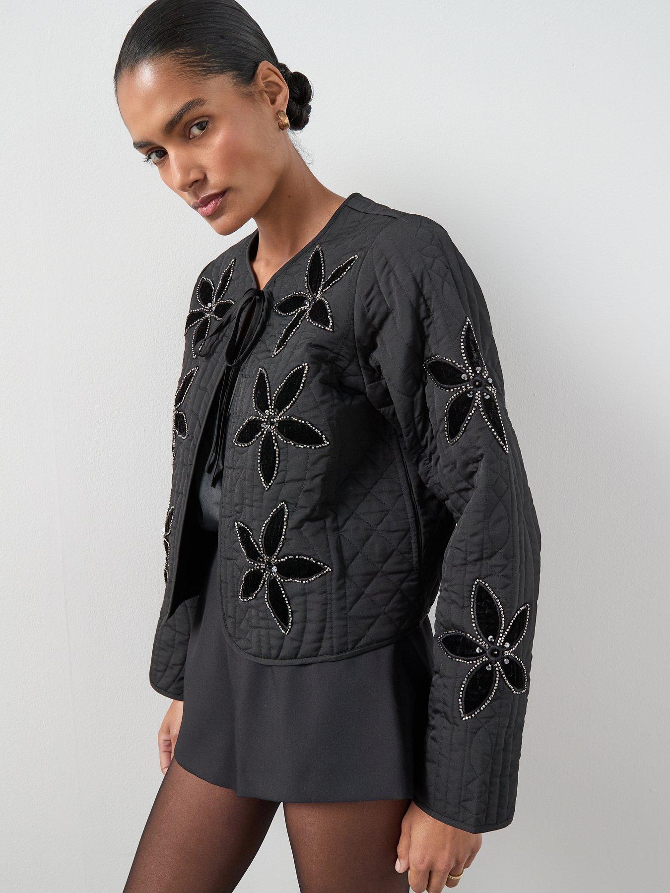  image of the-very-collection-embellished-tie-trophy-jacket-black