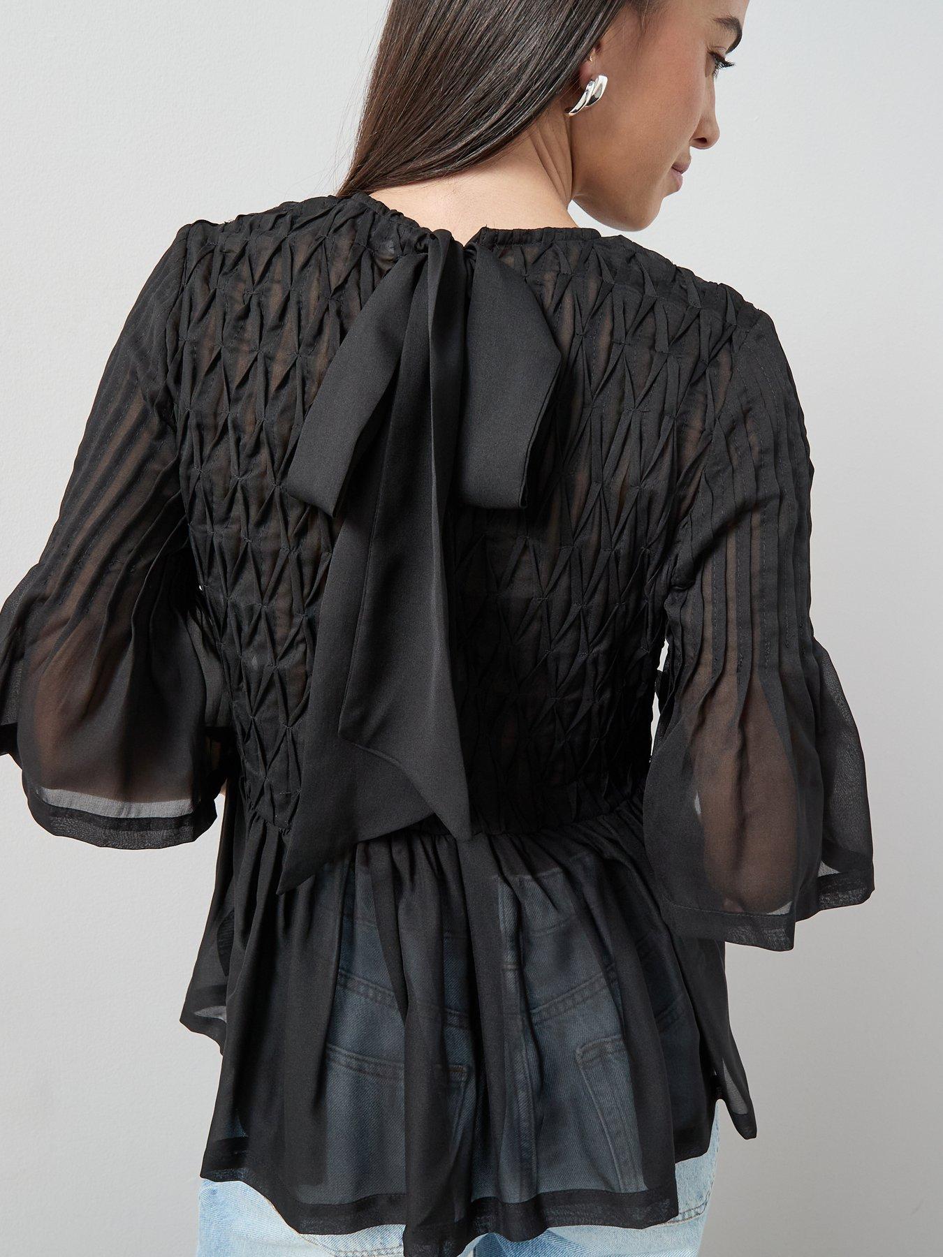 Image 4 of 7 of The Very Collection Embellished Peplum Top - Black
