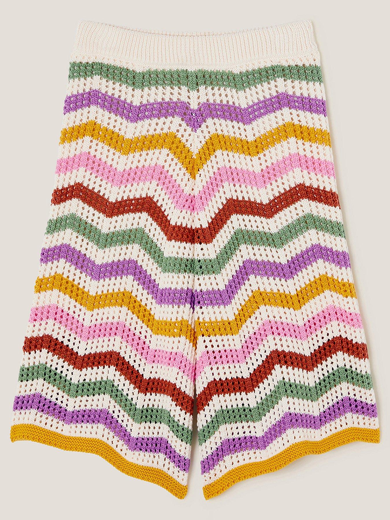 back image of monsoon-girls-zigzag-stripe-crochet-culotte-trousers-multi