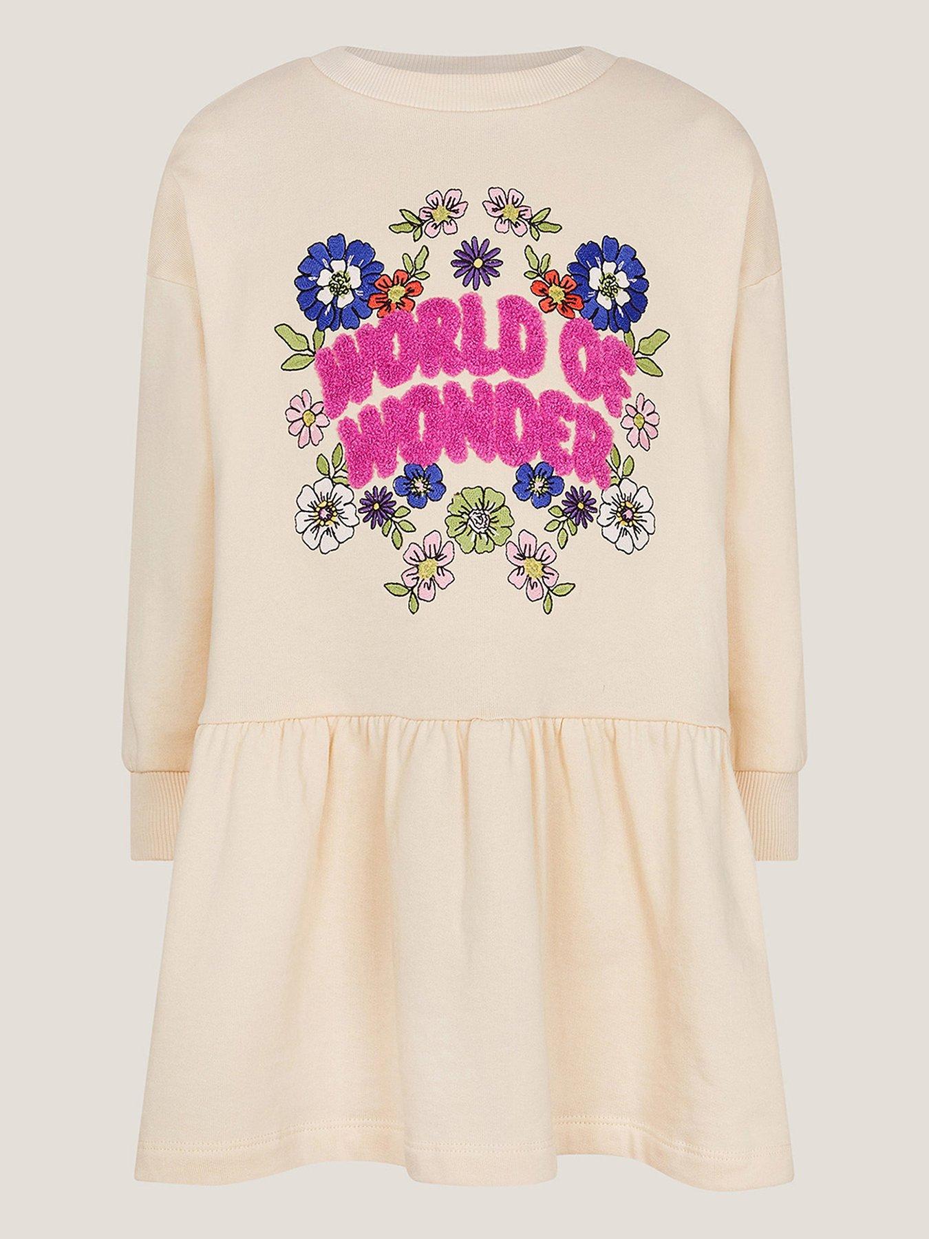  image of monsoon-girls-world-of-wonder-sweat-dress-cream