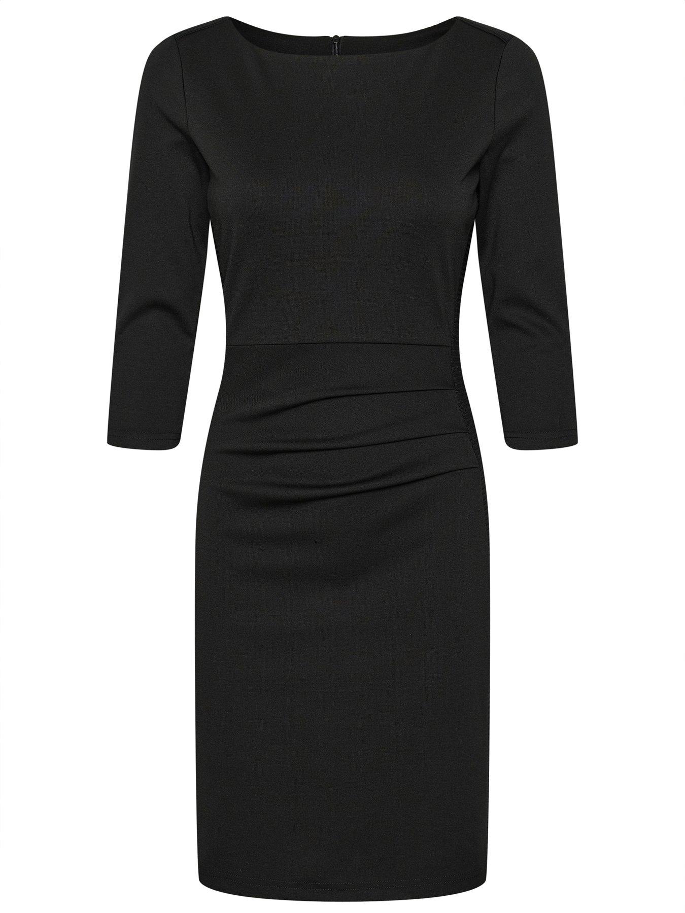  image of kaffe-kasara-long-sleeve-dress-black