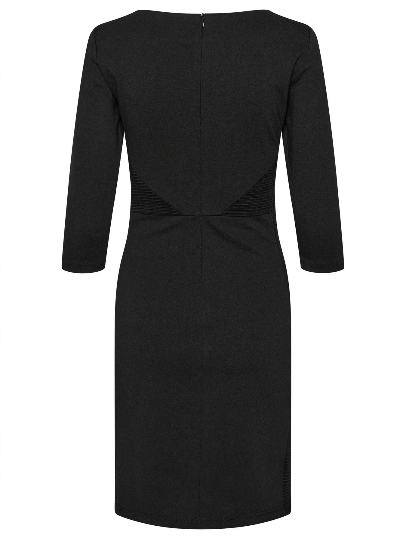  image of kaffe-kasara-long-sleeve-dress-black