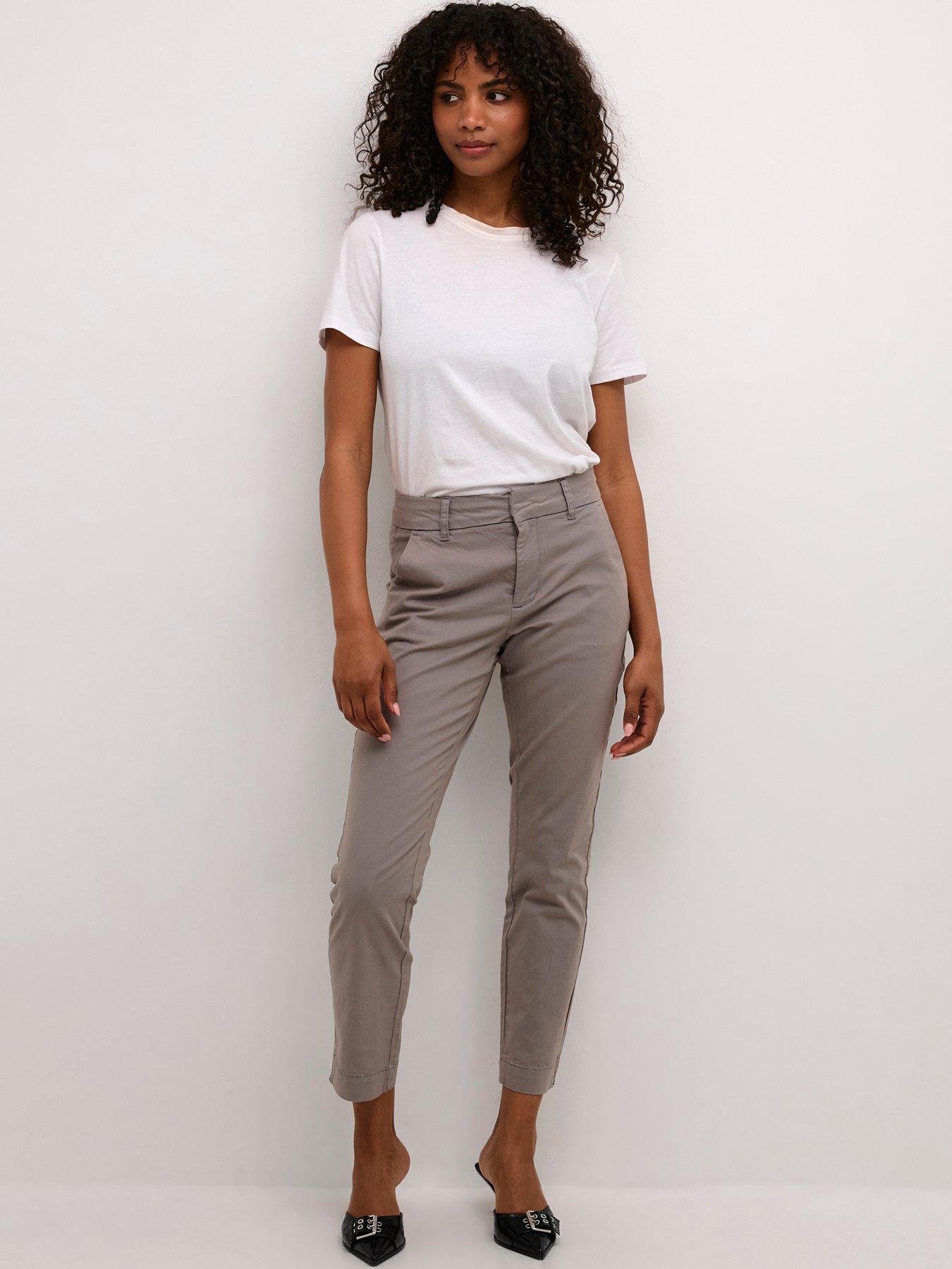  image of kaffe-mette-tailored-cropped-trousers-grey
