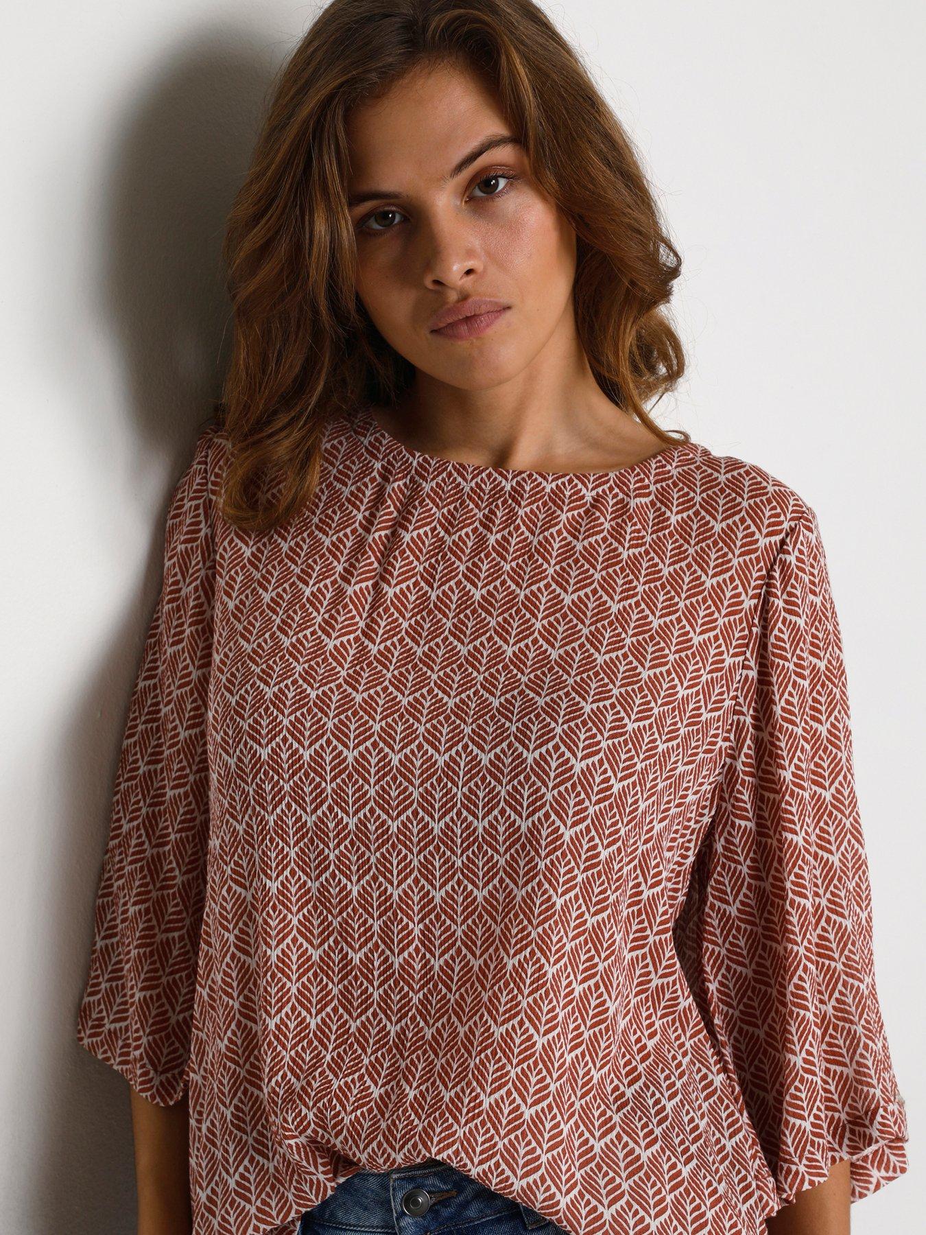  image of kaffe-ebellen-amber-blouse-dusky-red