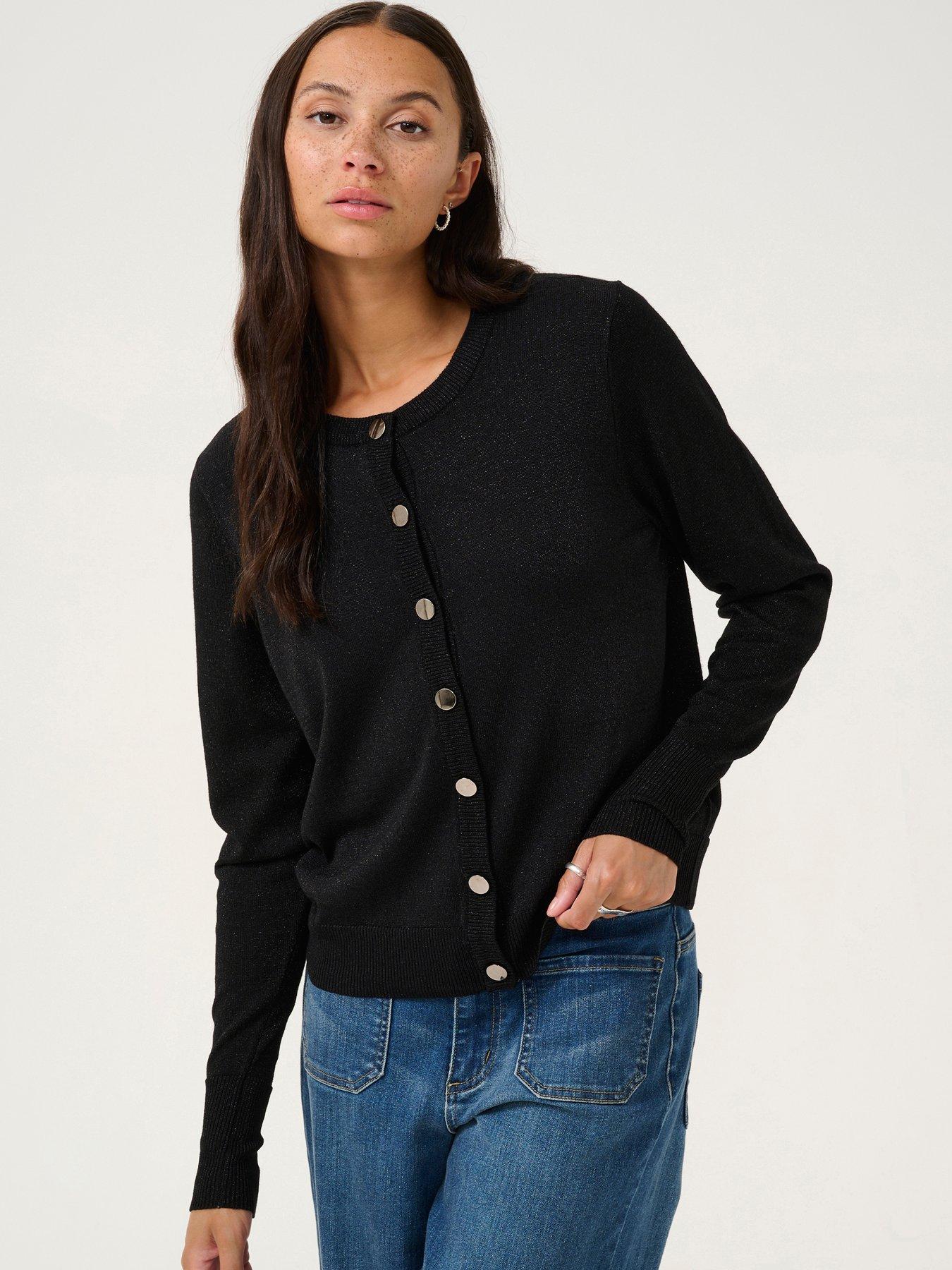 kaffe-regina-metallic-knit-cardigan-black