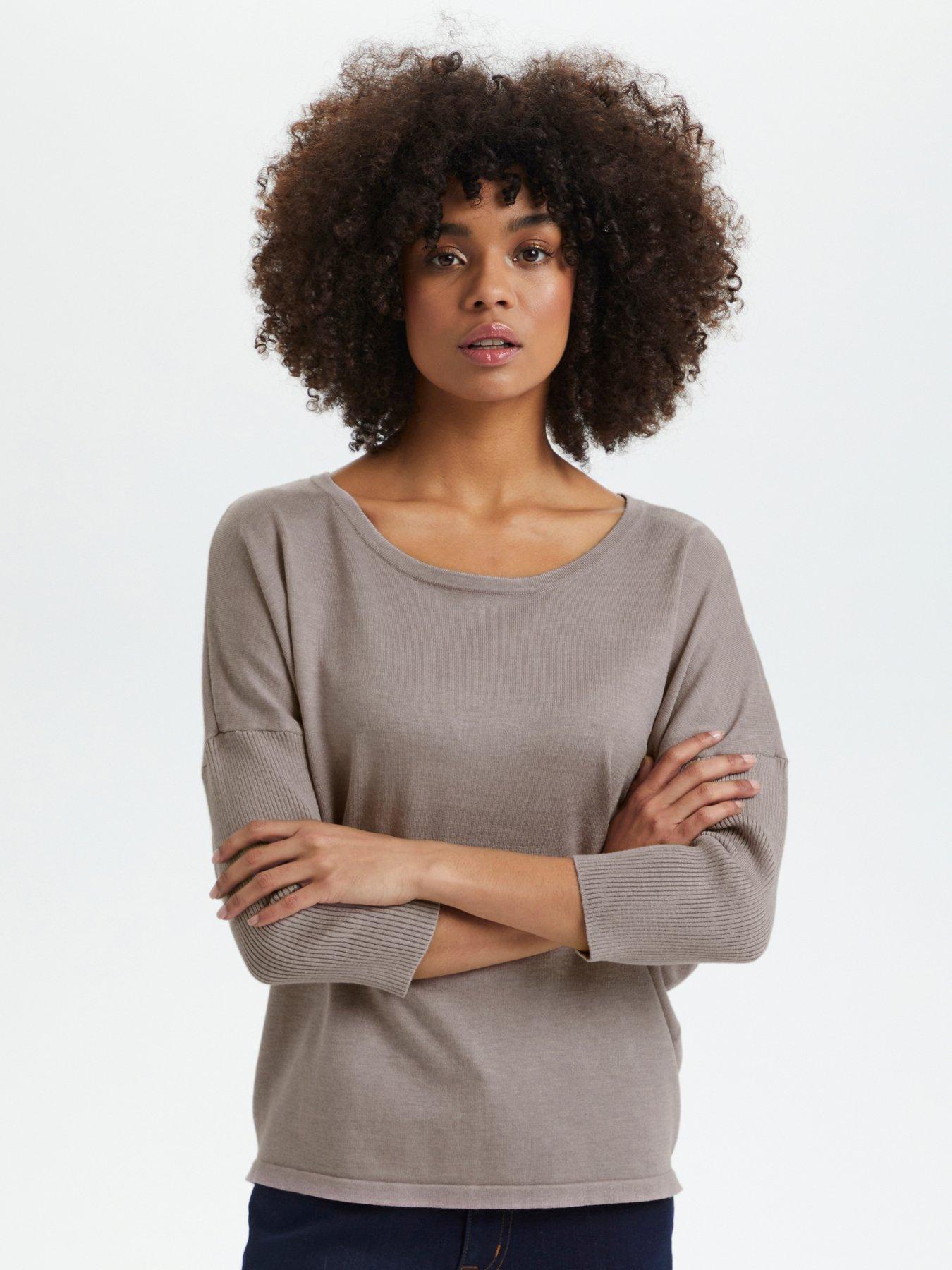  image of saint-tropez-mila-34-sleeve-batwing-jumper-beige