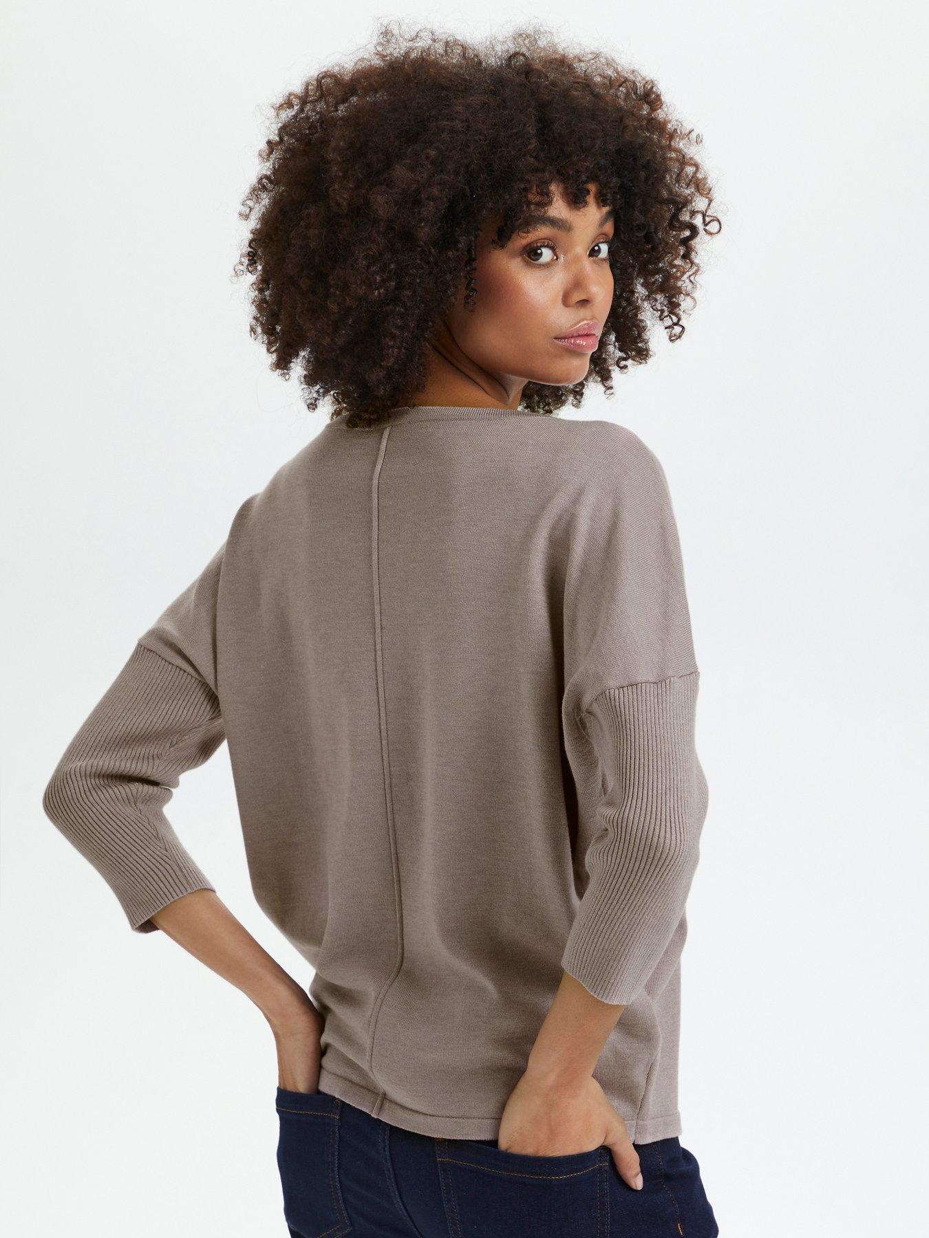  image of saint-tropez-mila-34-sleeve-batwing-jumper-beige