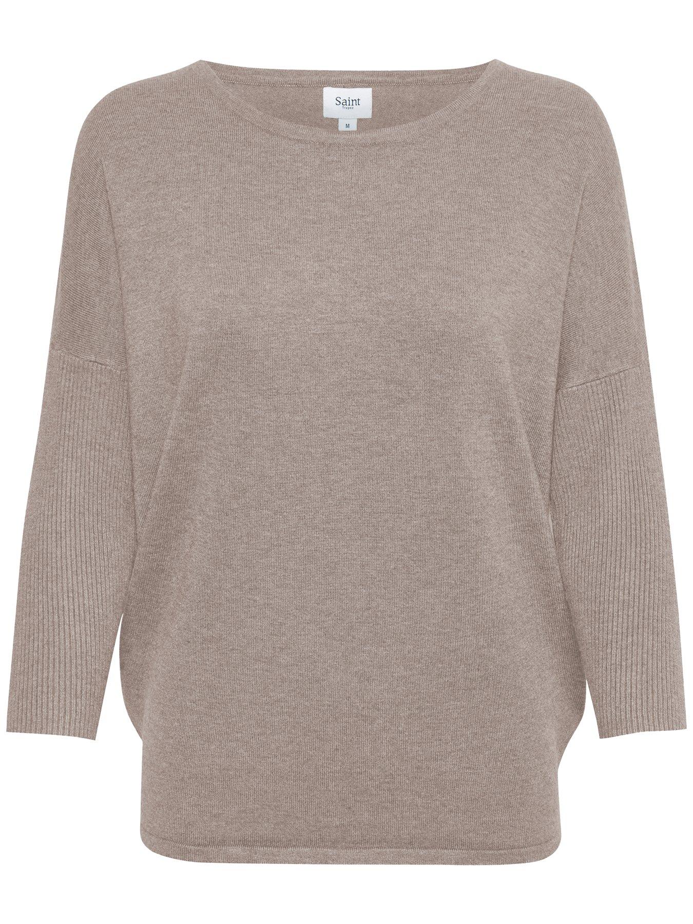  image of saint-tropez-mila-34-sleeve-batwing-jumper-beige