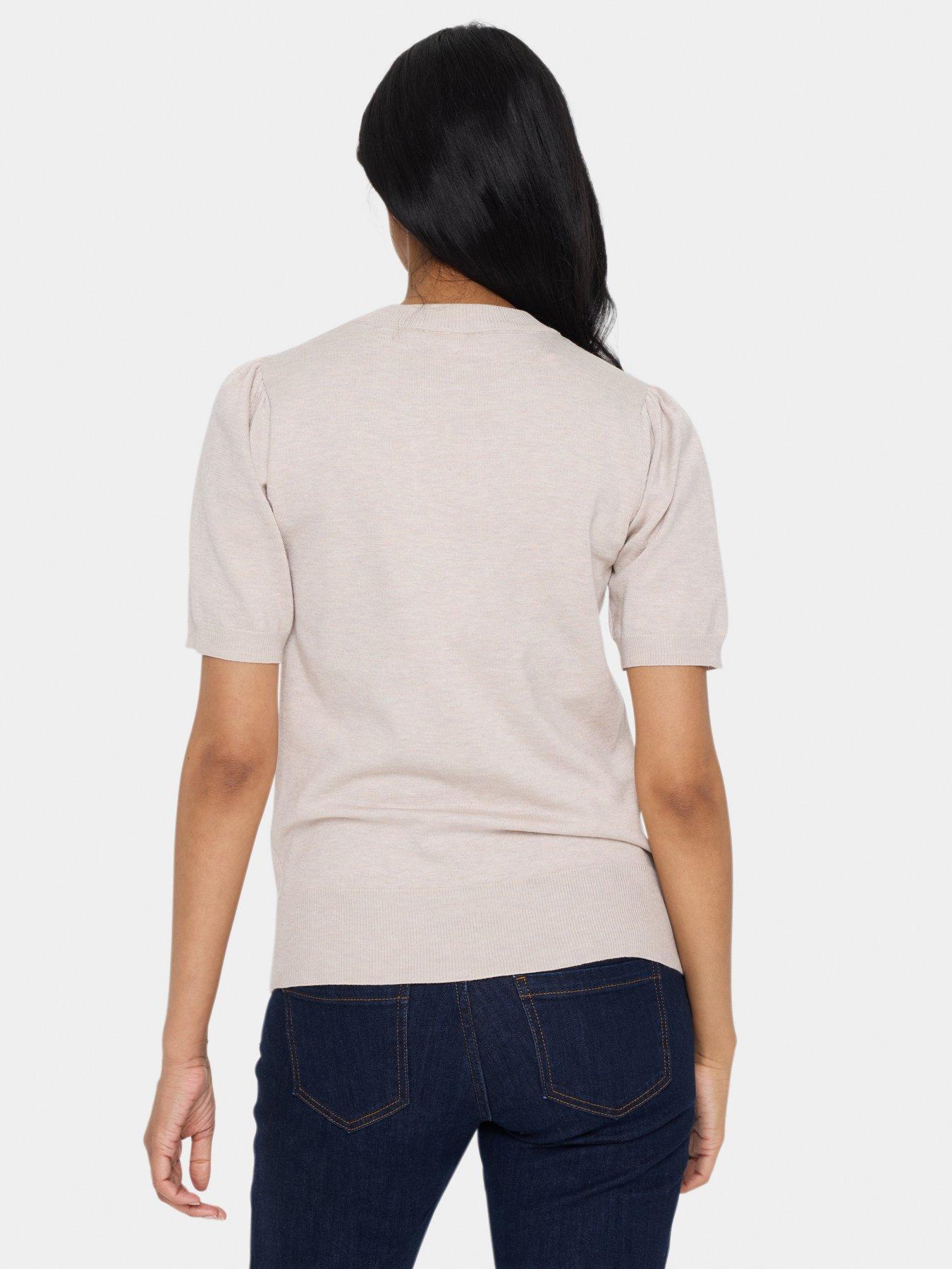  image of saint-tropez-mila-short-sleeve-jumper-beige