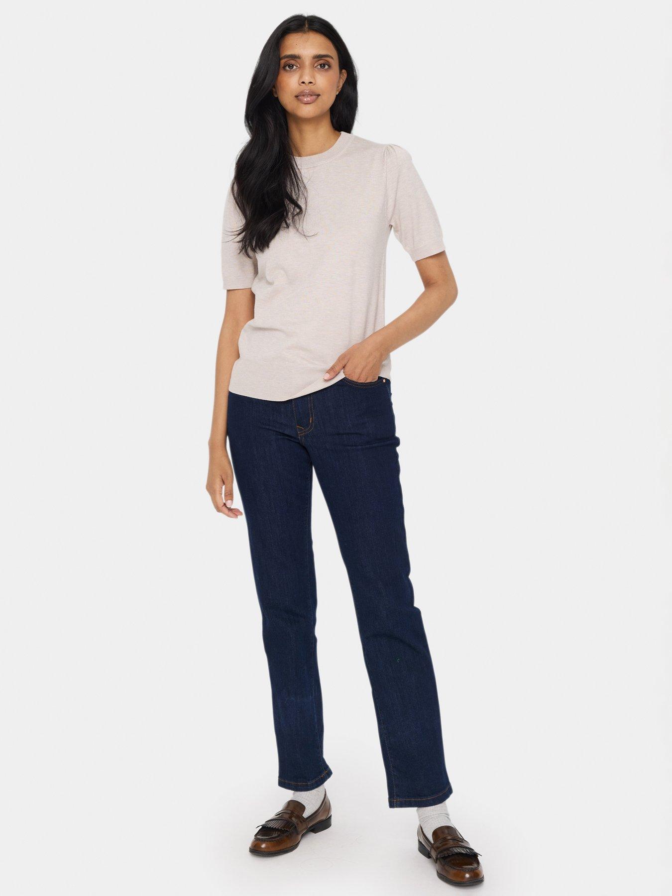  image of saint-tropez-mila-short-sleeve-jumper-beige