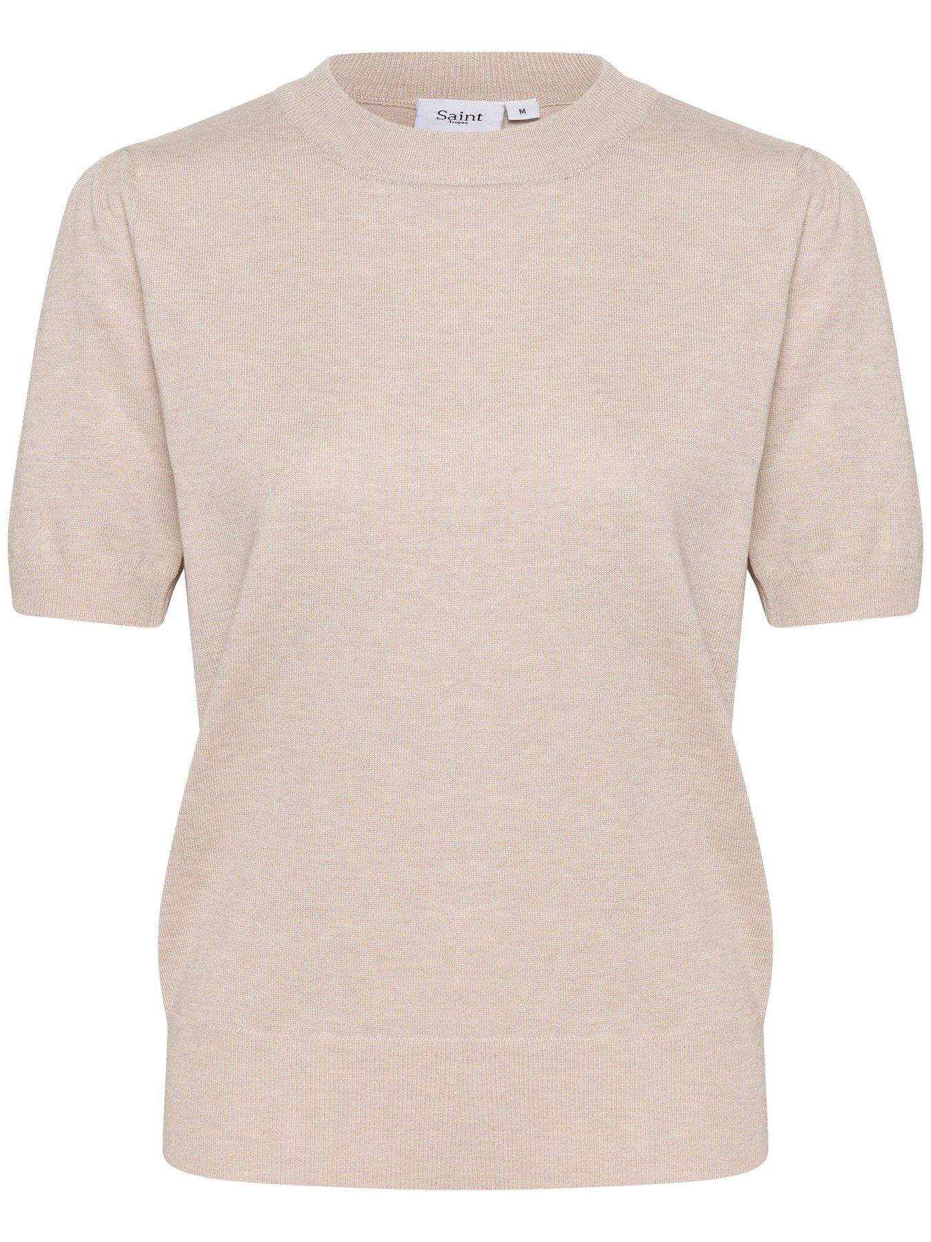  image of saint-tropez-mila-short-sleeve-jumper-beige
