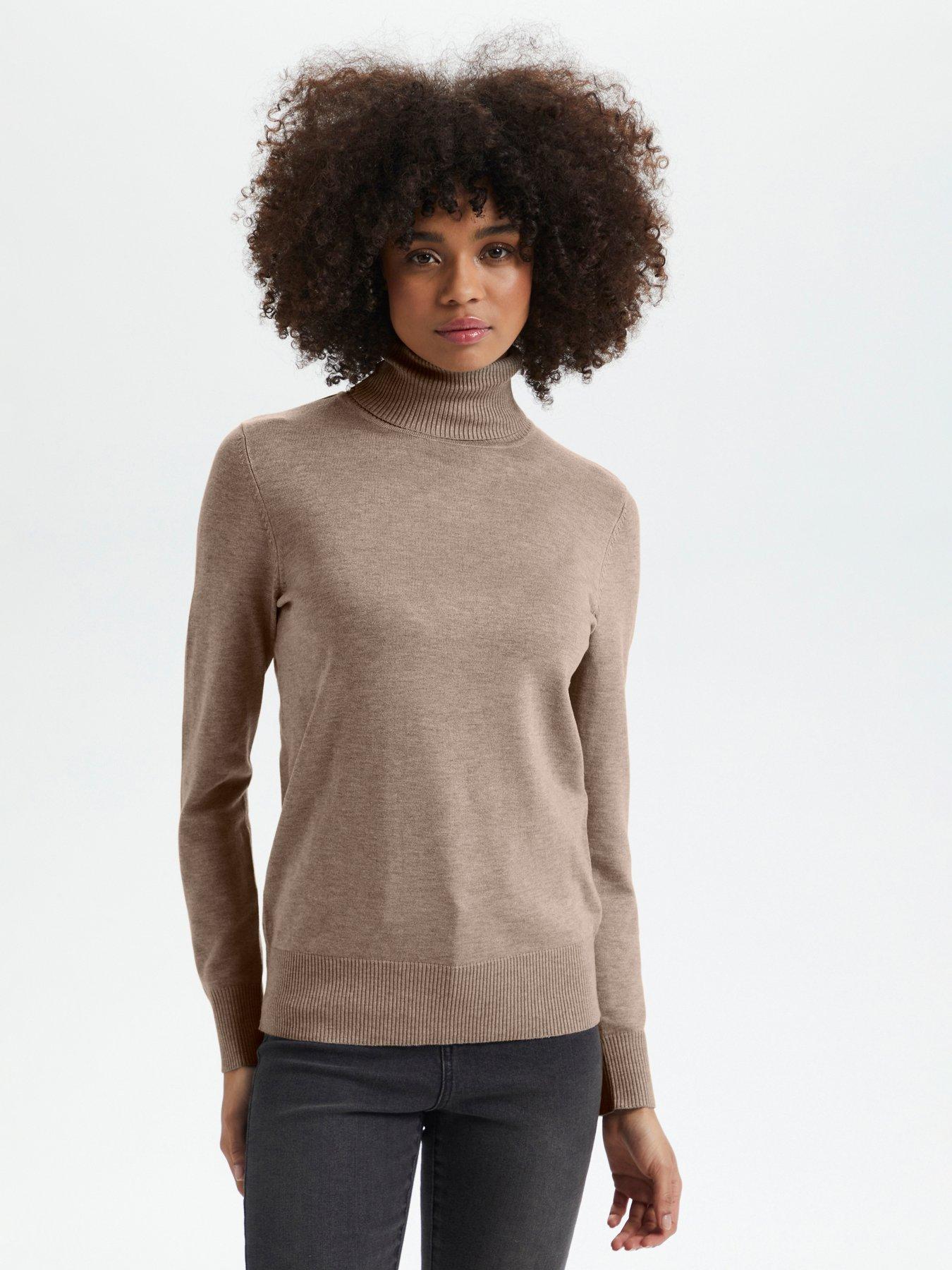  image of saint-tropez-mila-rol-neck-jumper-beige