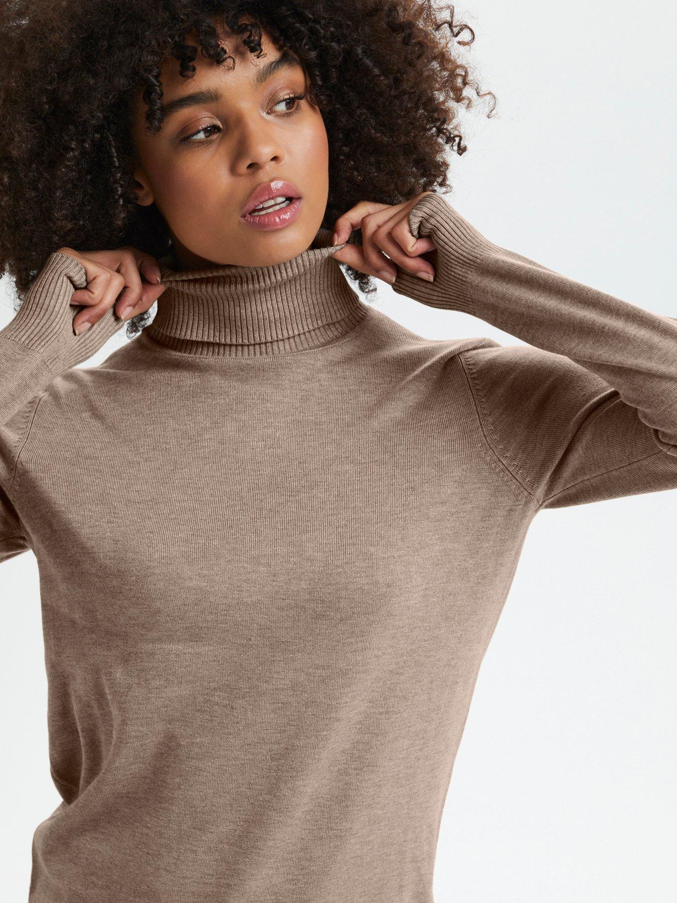  image of saint-tropez-mila-rol-neck-jumper-beige