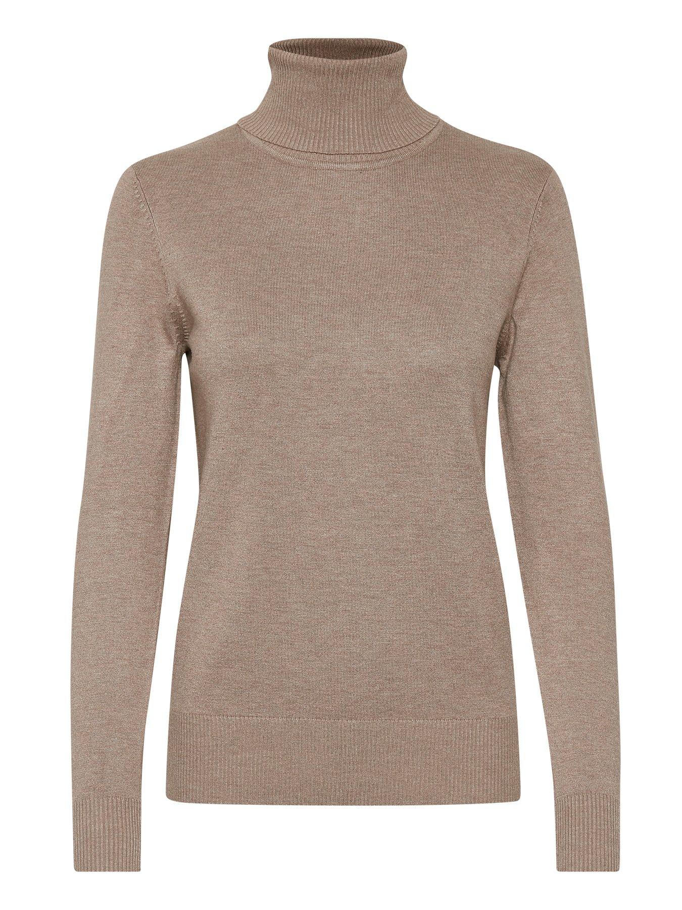  image of saint-tropez-mila-rol-neck-jumper-beige