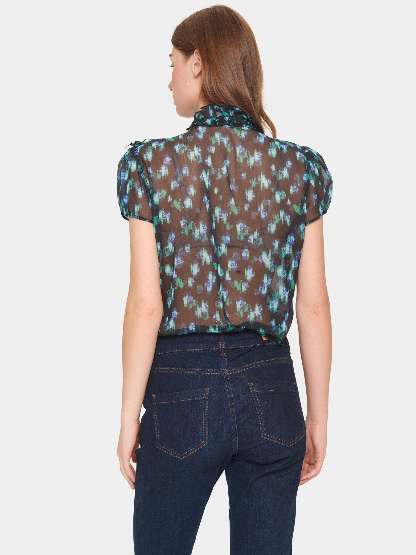  image of saint-tropez-lilja-ruffle-shirt-black