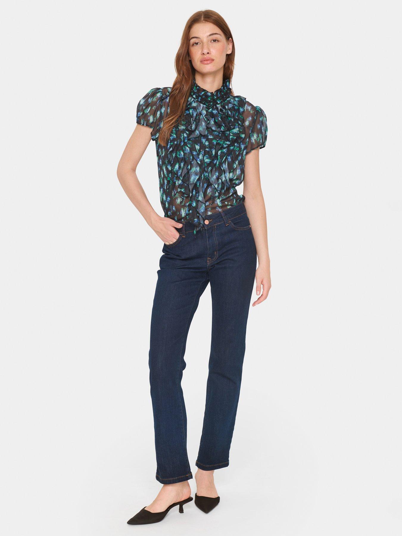  image of saint-tropez-lilja-ruffle-shirt-black
