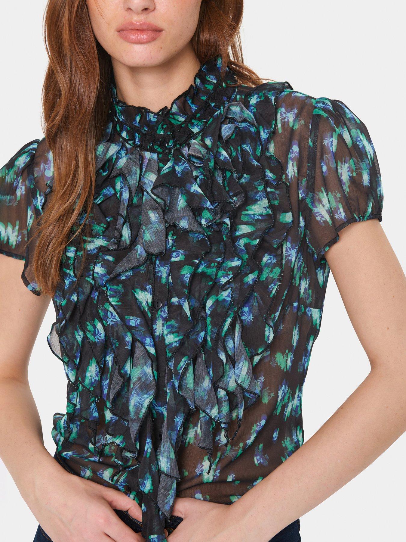  image of saint-tropez-lilja-ruffle-shirt-black