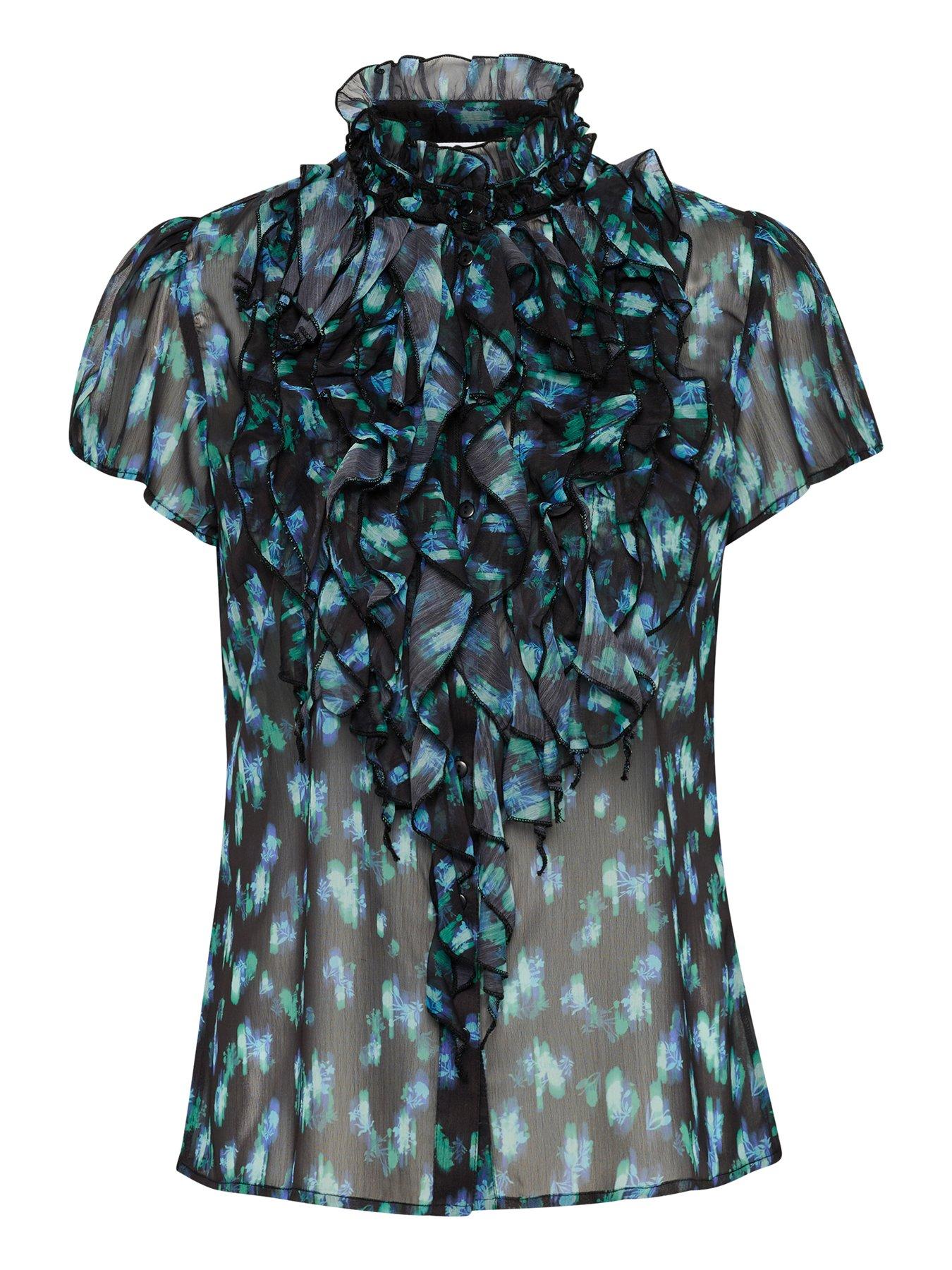  image of saint-tropez-lilja-ruffle-shirt-black