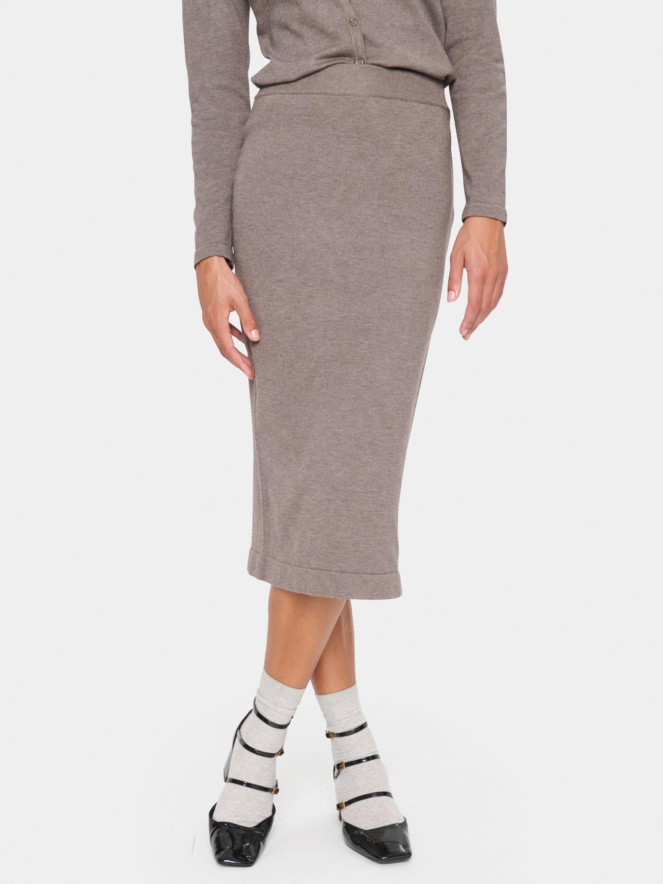 undefined Mila Knitted Pencil Skirt - Brown
