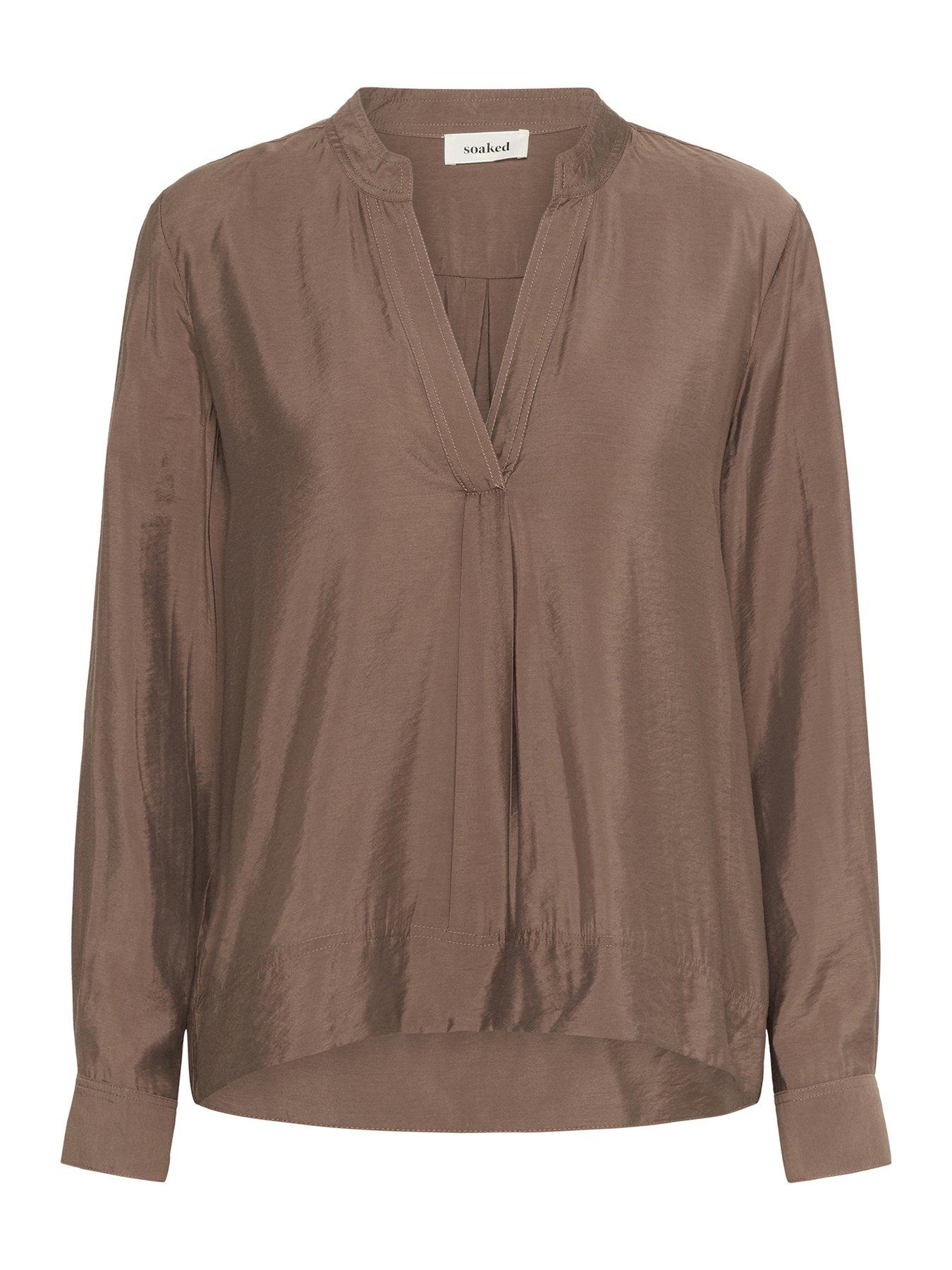  image of soaked-in-luxury-leodora-blouse-brown