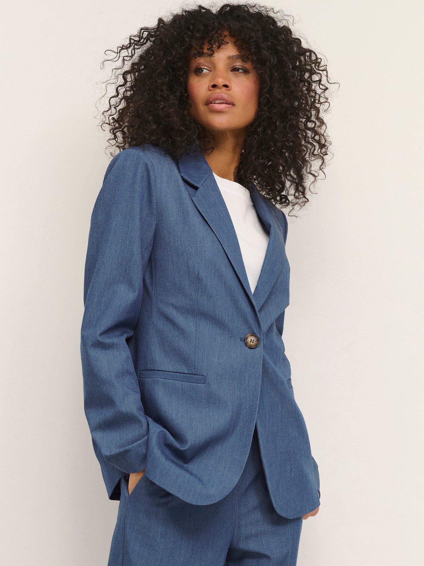 undefined Sakura Single Button Blazer - Blue