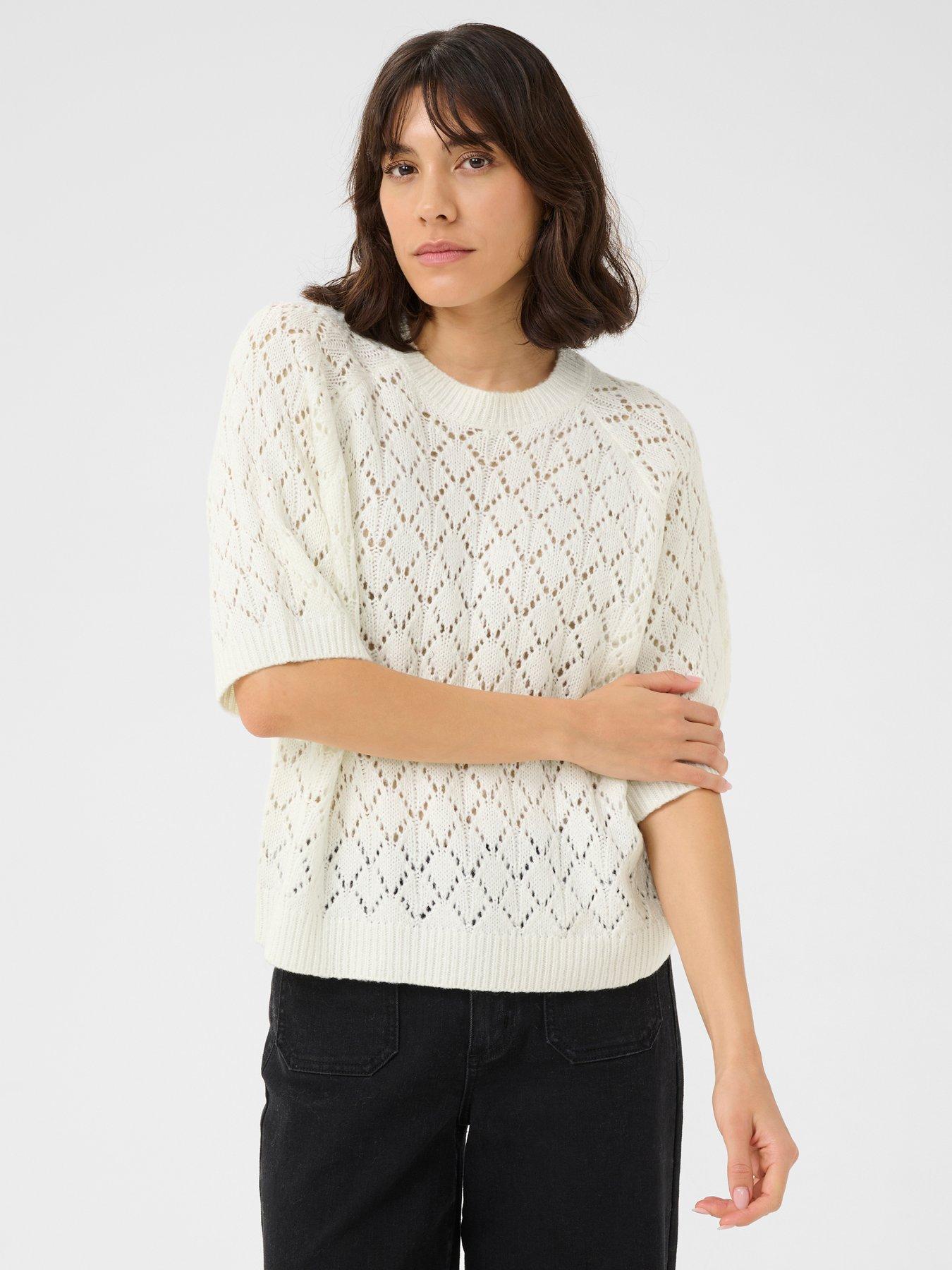 kaffe-nika-knit-short-sleeved-jumper-chalk