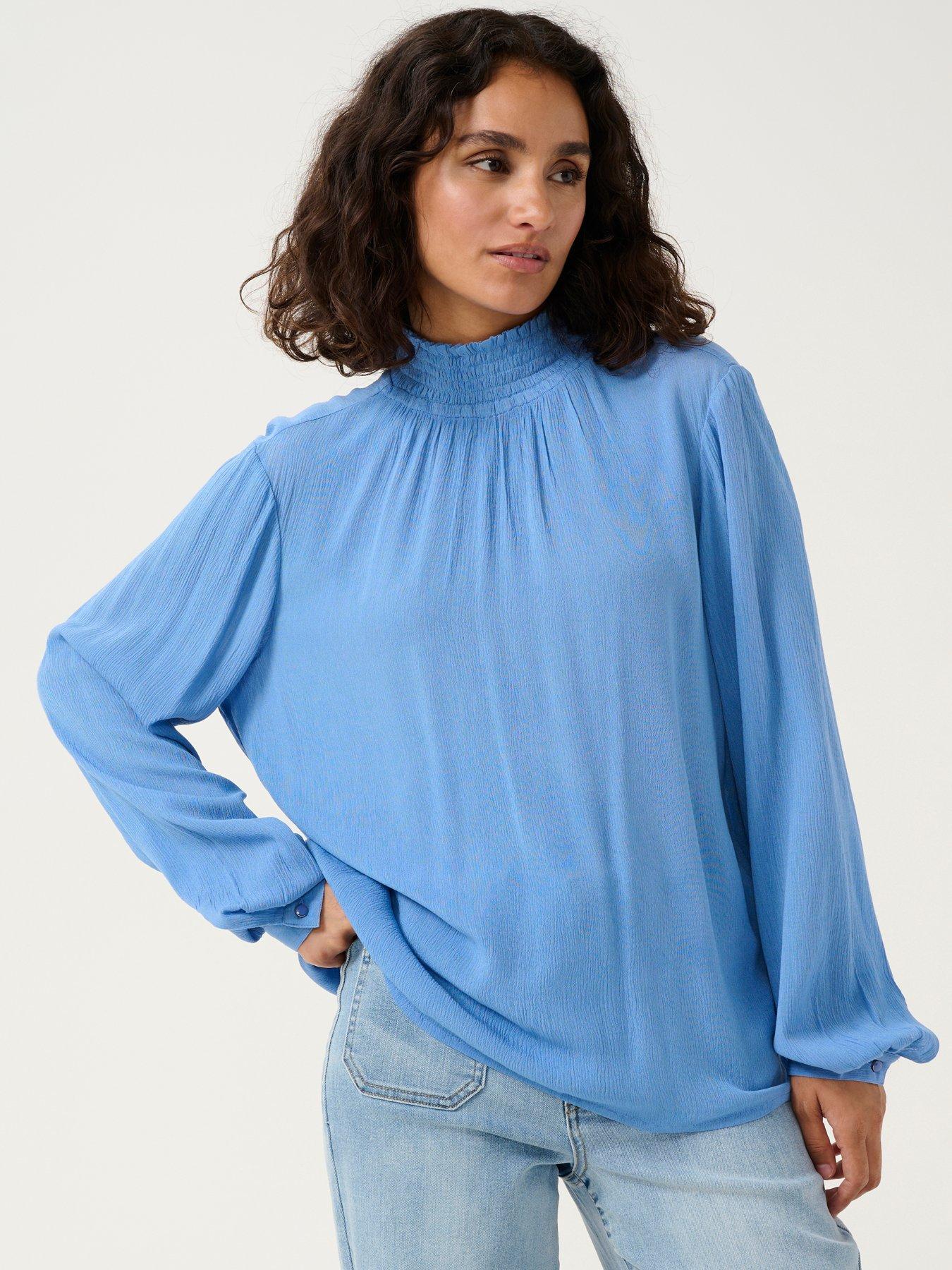 kaffe-trine-long-sleeve-high-neck-blouse-blue