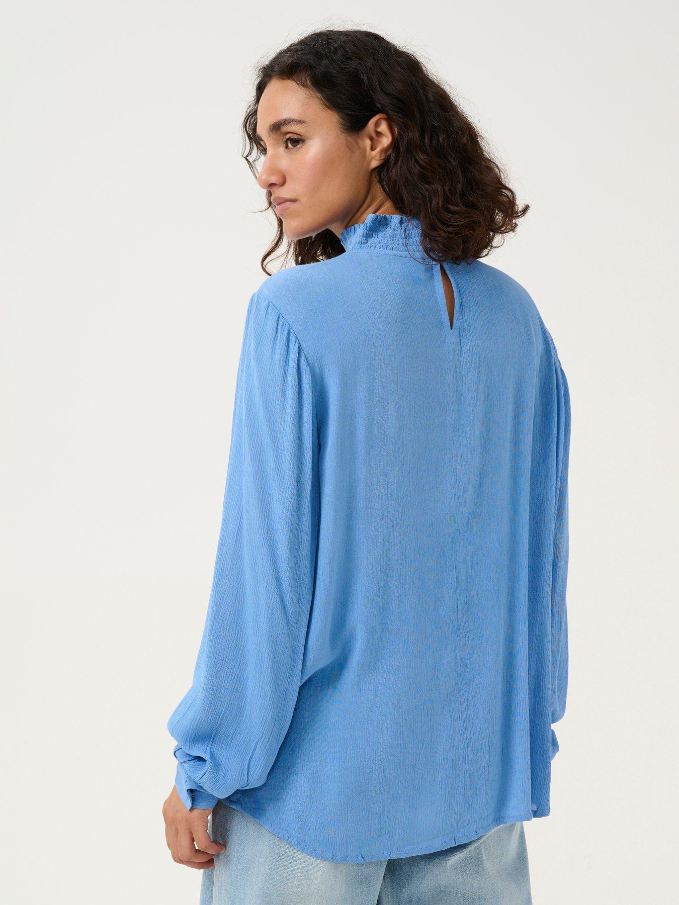  image of kaffe-trine-long-sleeve-high-neck-blouse-blue