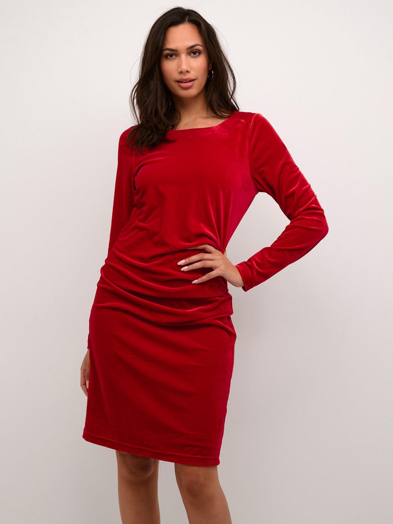 kaffe-kelly-long-sleeve-mini-dress-red