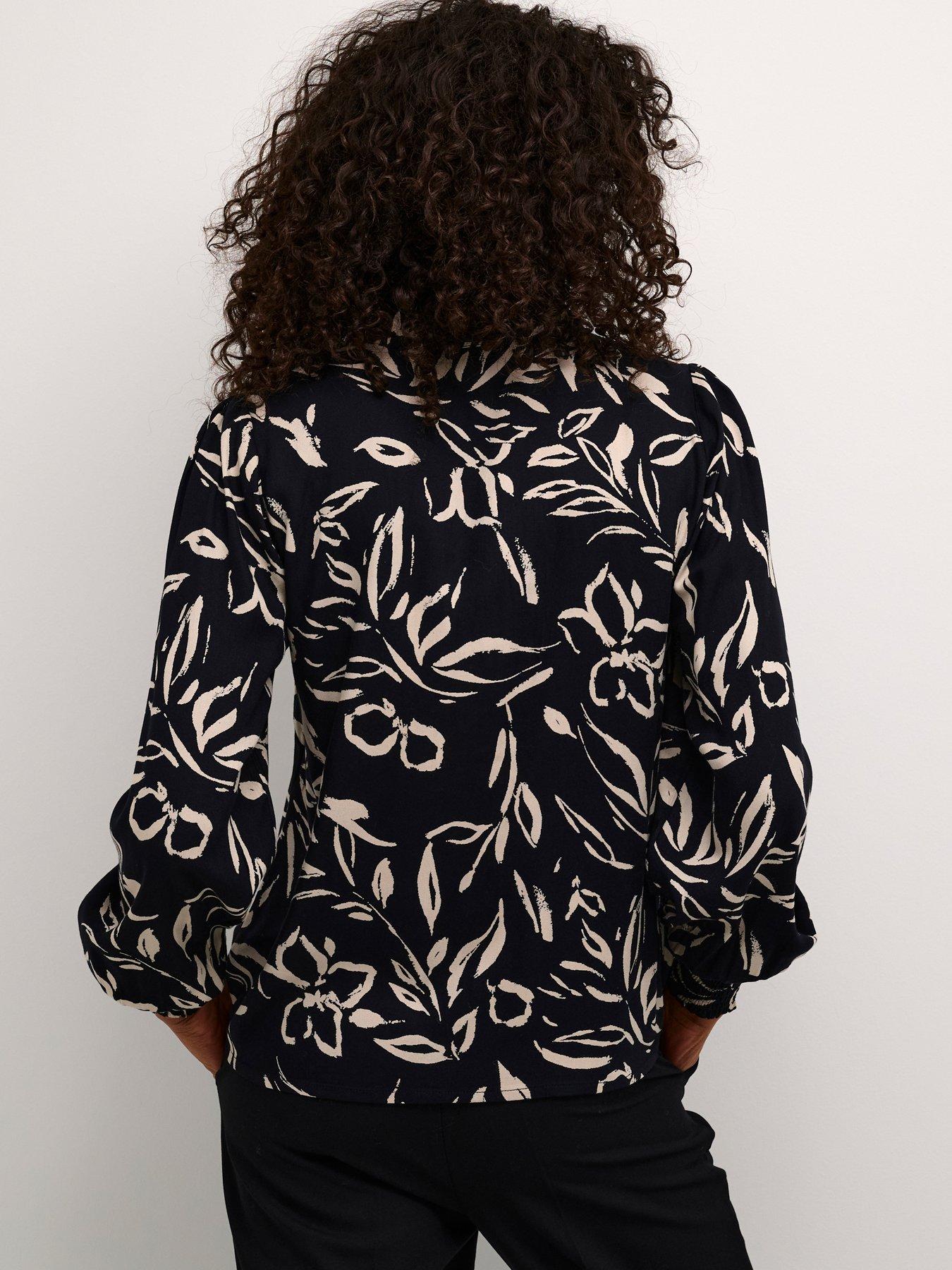  image of kaffe-forrest-floral-shirt-blacksand