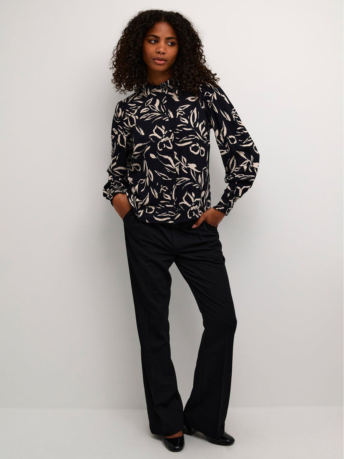  image of kaffe-forrest-floral-shirt-blacksand